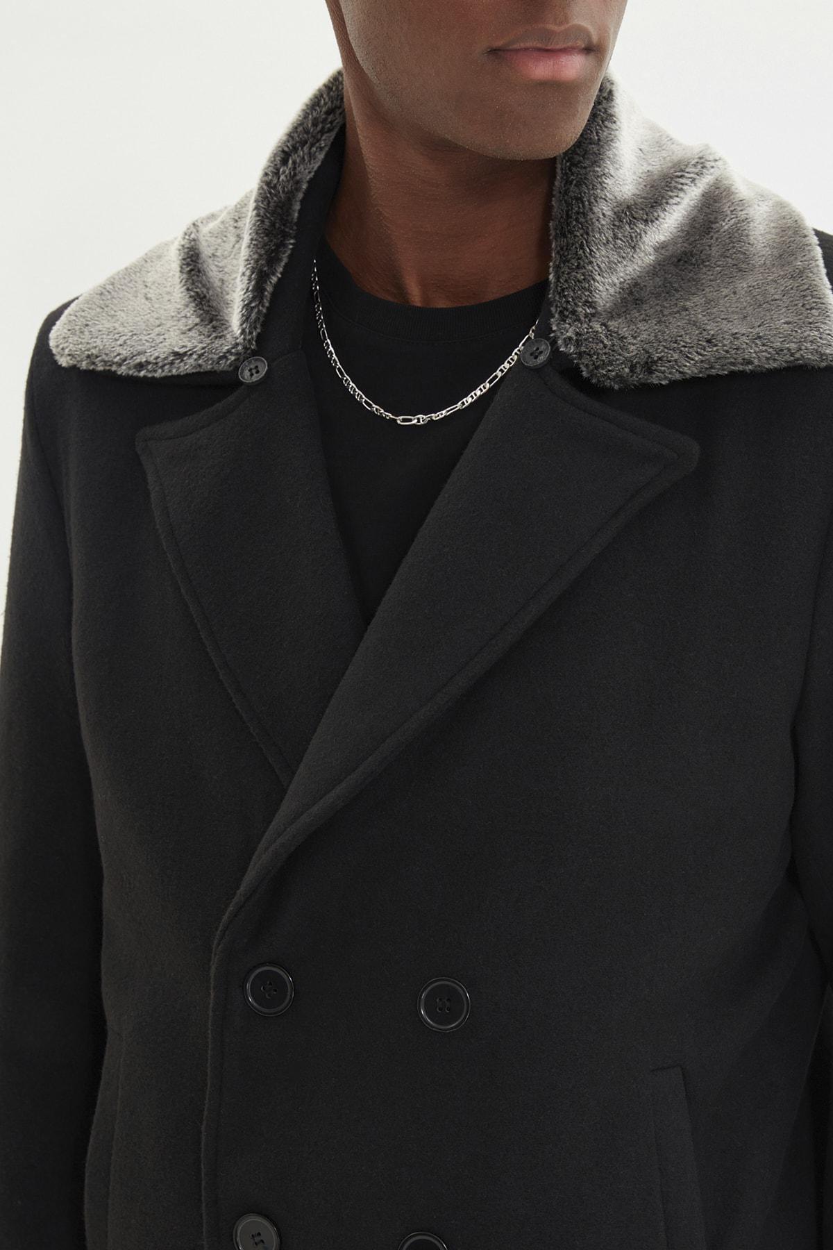 Black Double Breasted Coat, , large image number 3