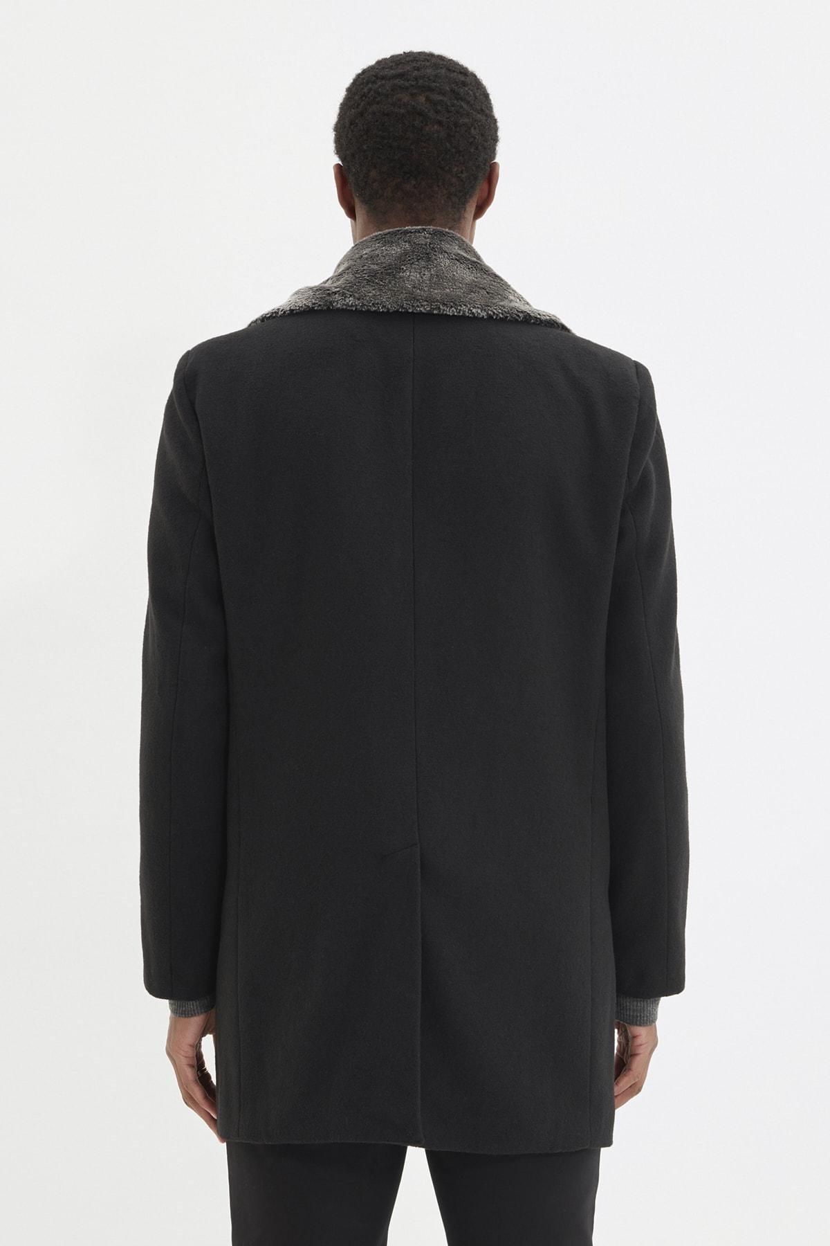 Black Double Breasted Coat, Black, large image number 4