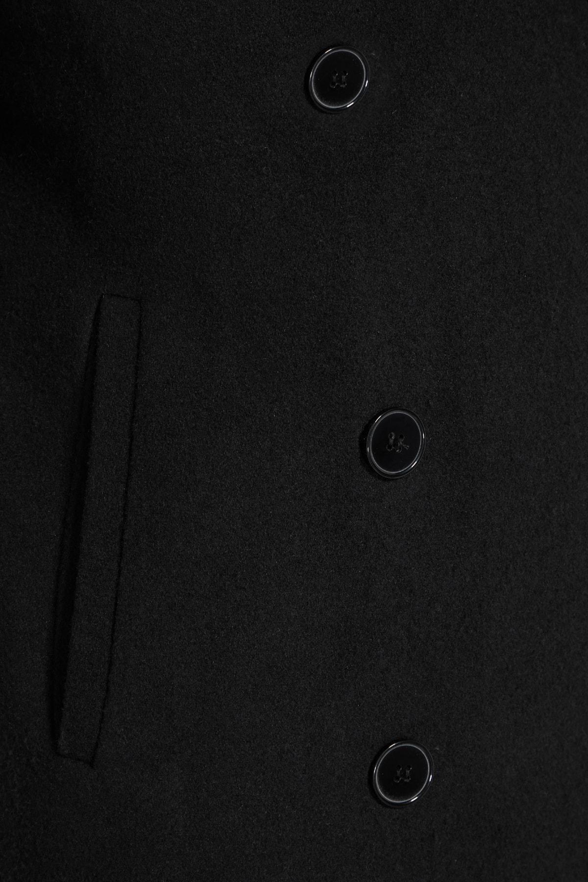 Black Double Breasted Coat, Black, large image number 8