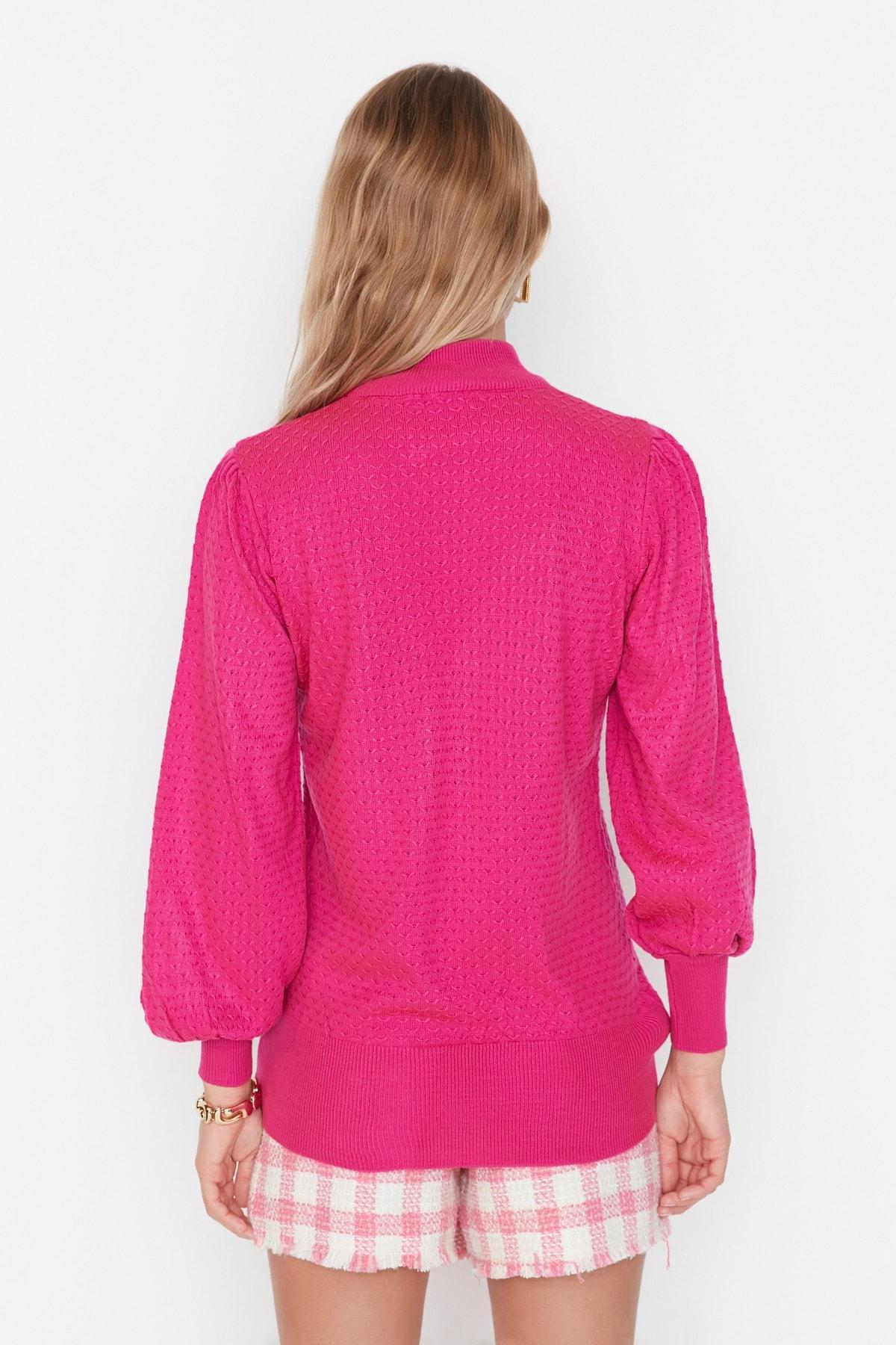 Pink High Neck Sweater, Red, large image number 3