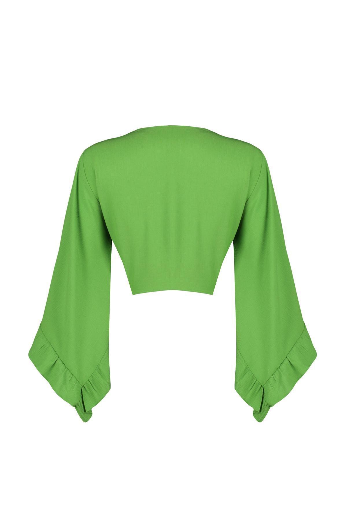 Green Cropped Blouse, , large image number 6