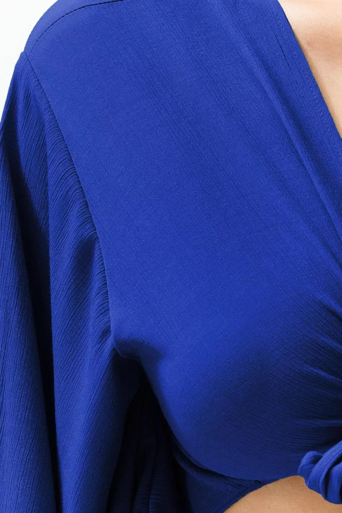Blue Crop Flounce Beach Blouse, , large image number 8