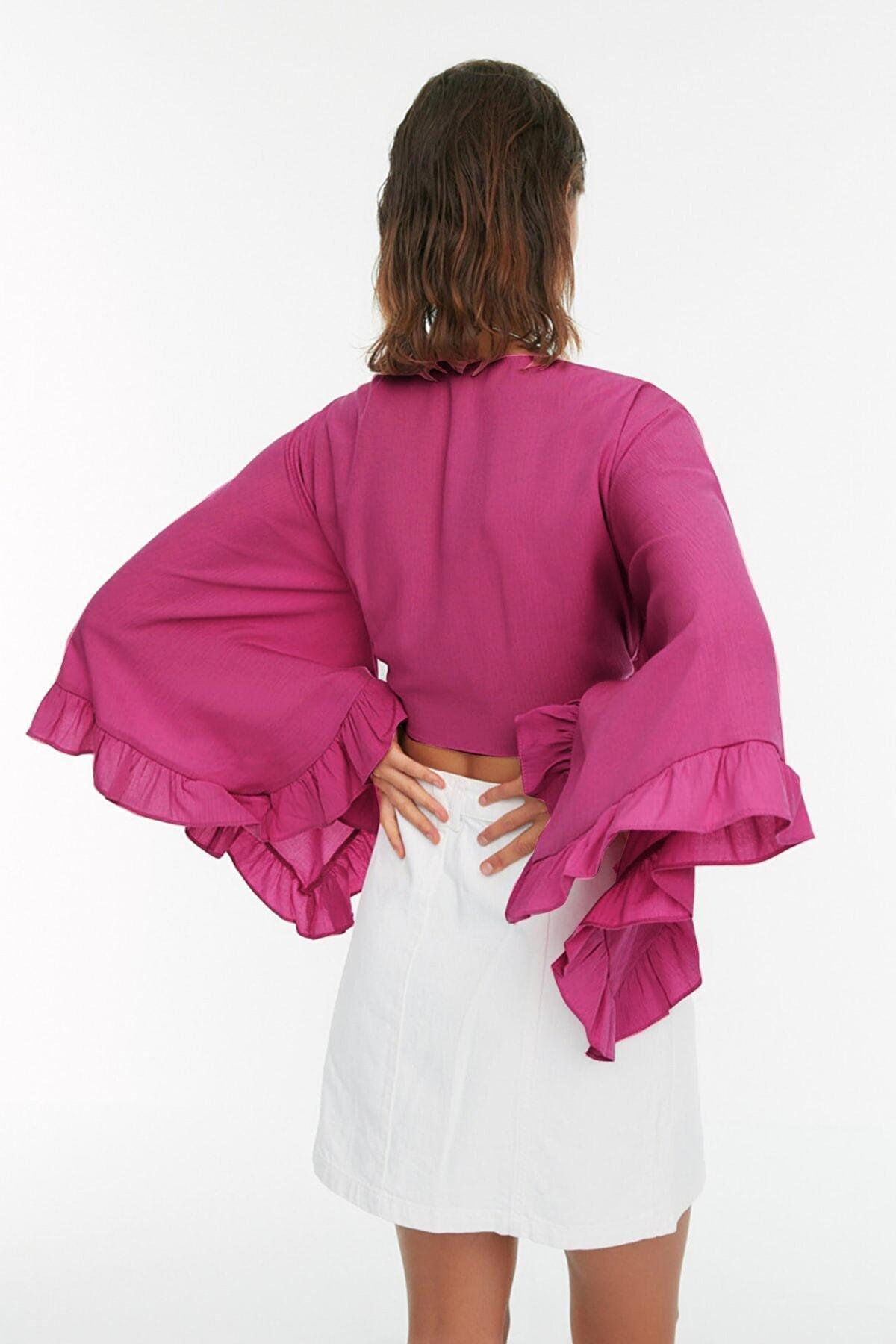 Pink Flywheel Detailed Blouse, , large image number 3