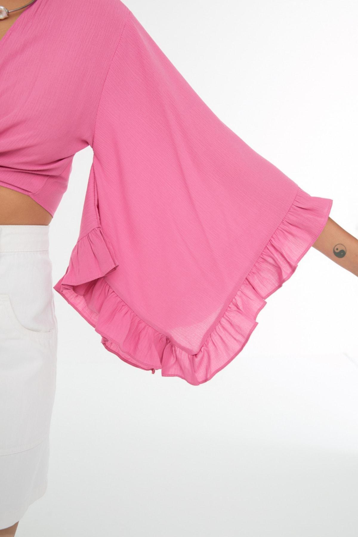 Pink Flywheel Detailed Blouse, , large image number 6