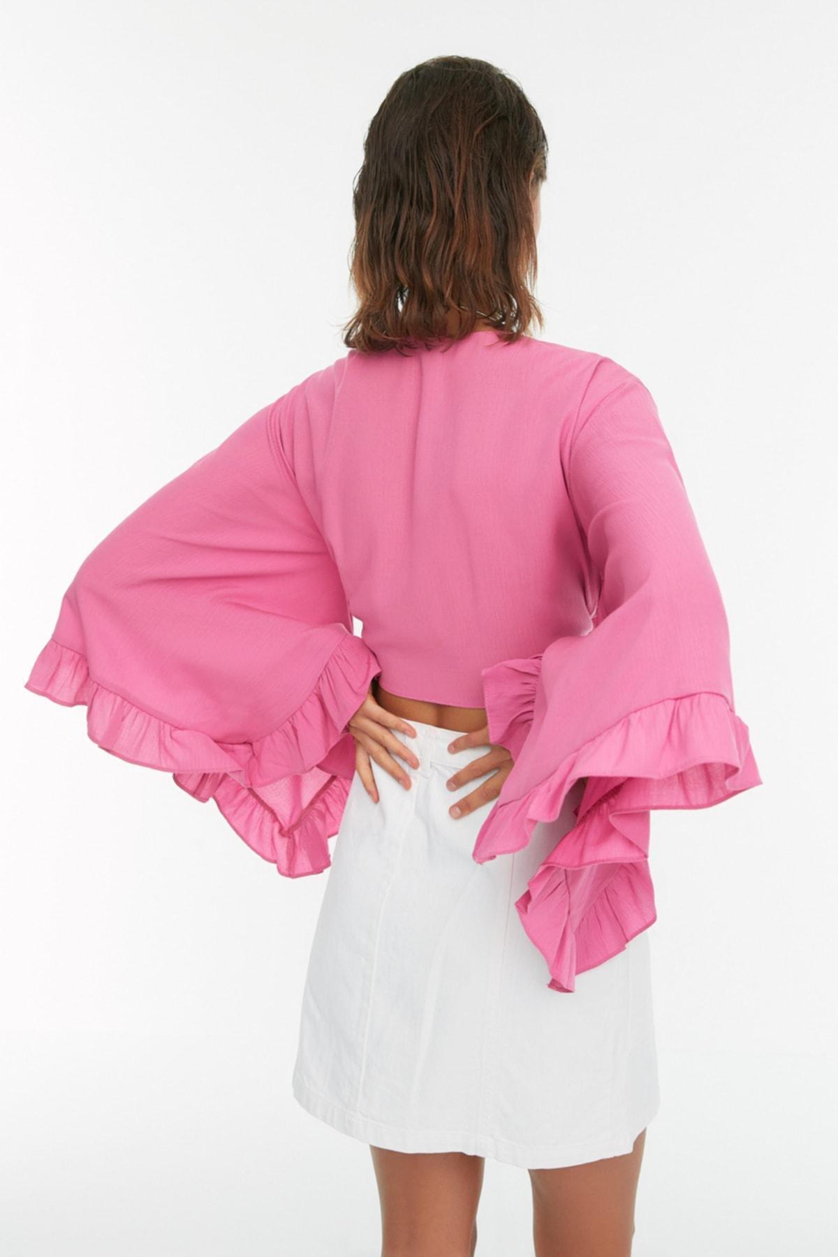 Pink Flywheel Detailed Blouse, , large image number 7