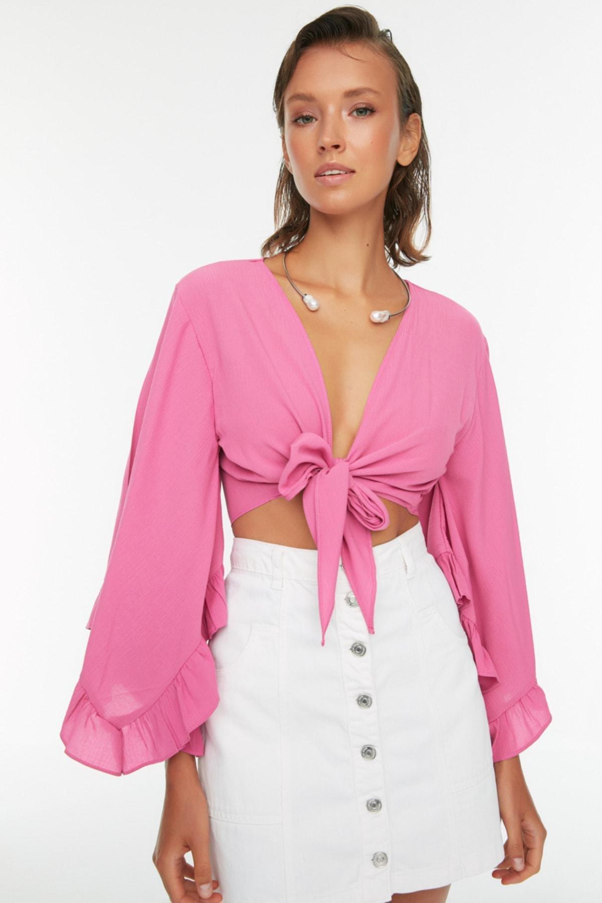 Pink Flywheel Detailed Blouse, , large image number 8