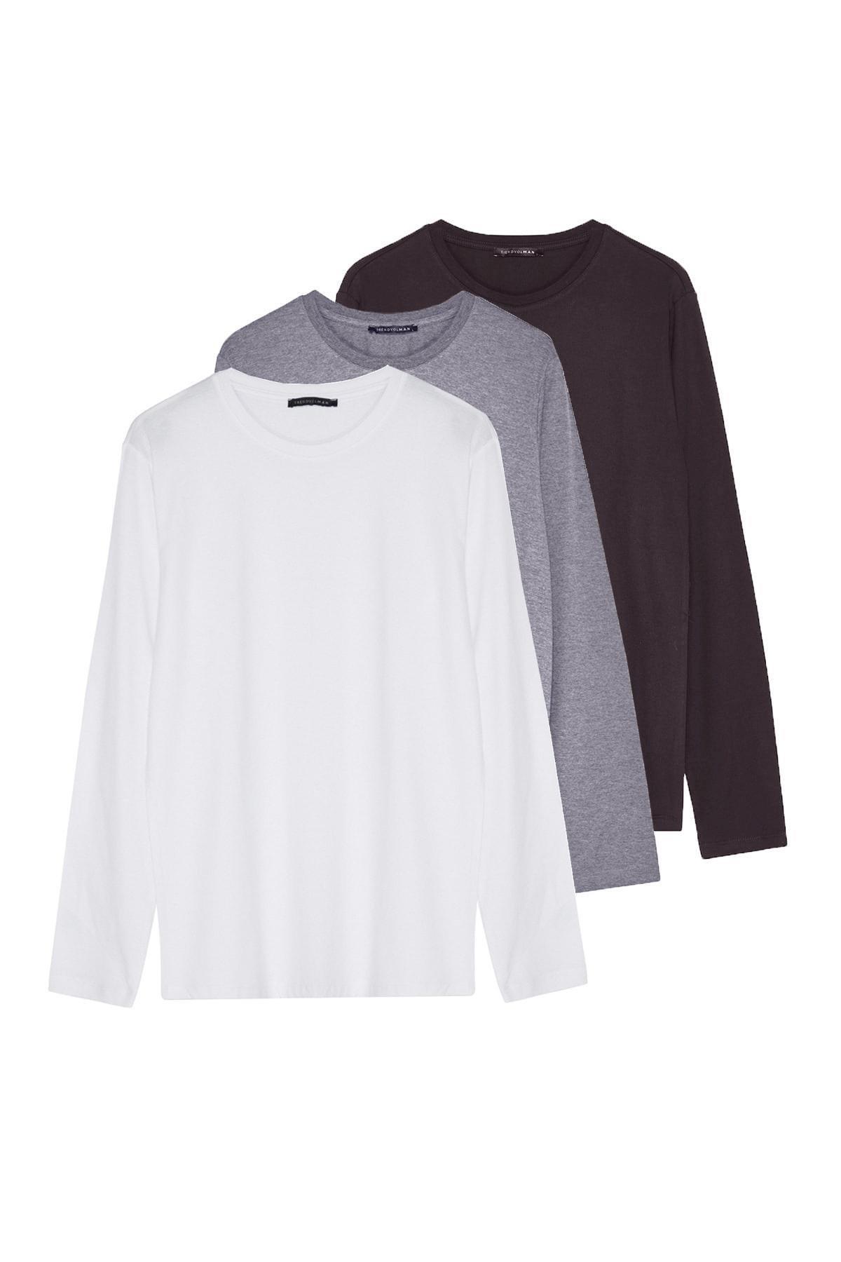 Multicolour Basic Cotton T-Shirt, set of 3, , large image number 3