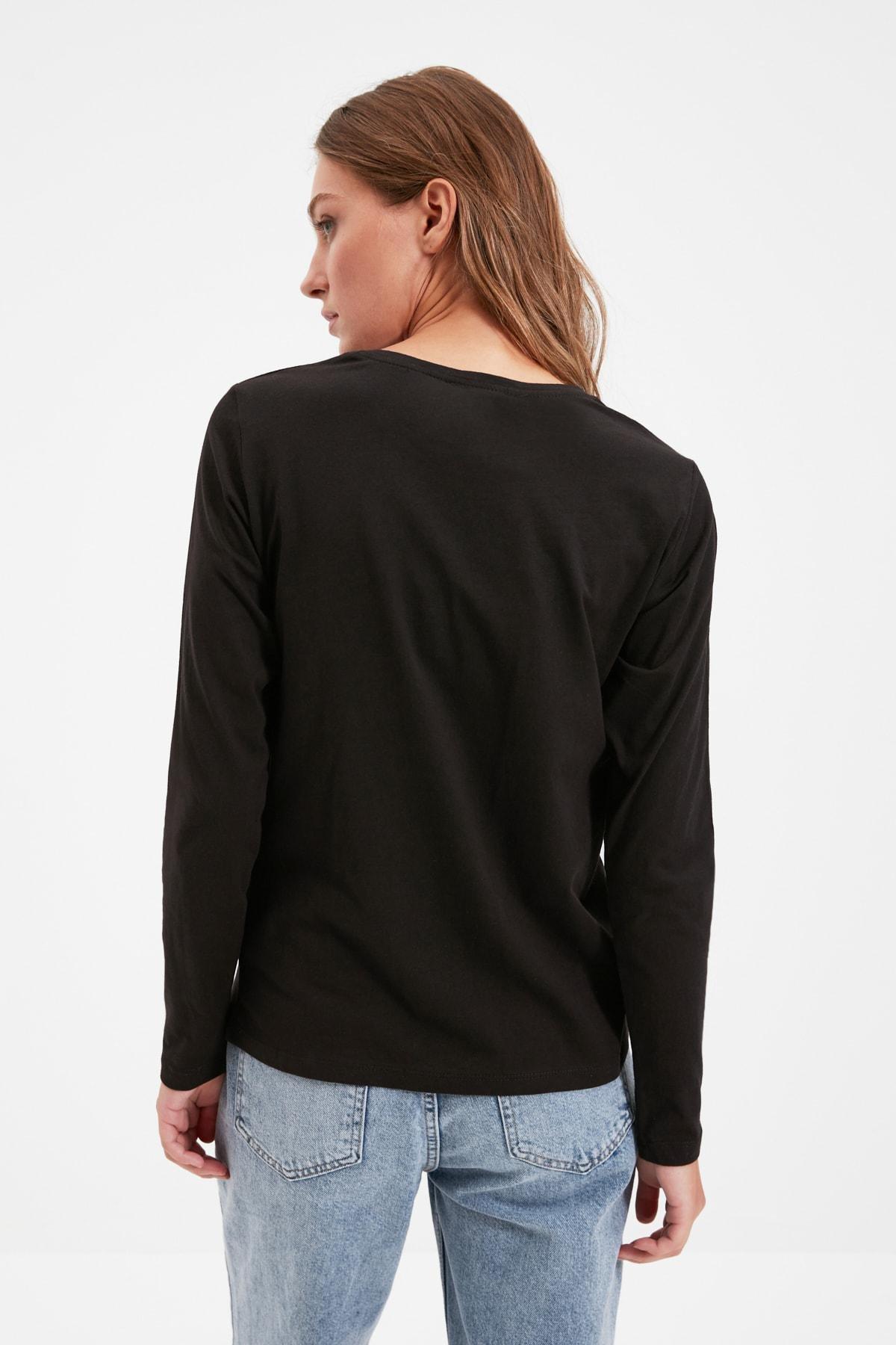 Black Regular Crew Neck Tshirt, , large image number 5