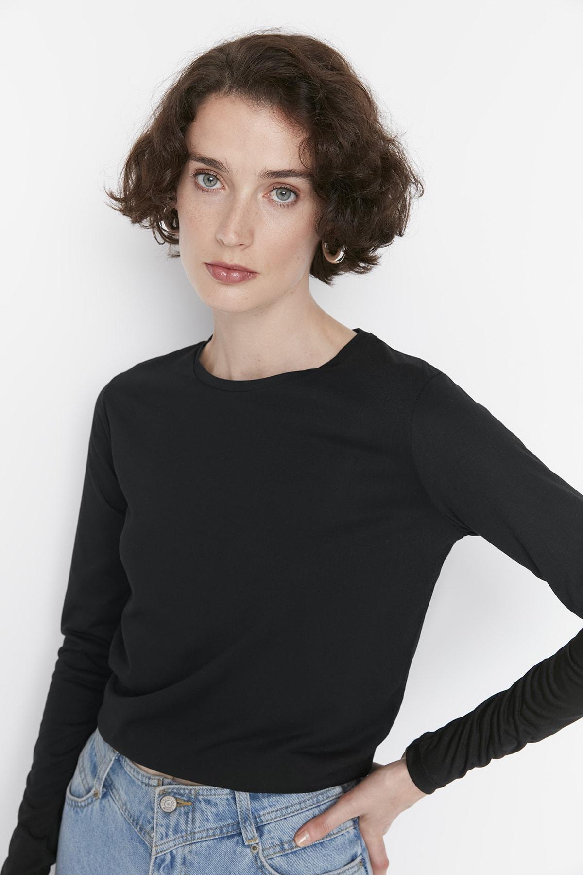Black Regular Crew Neck Tshirt, , large image number 7