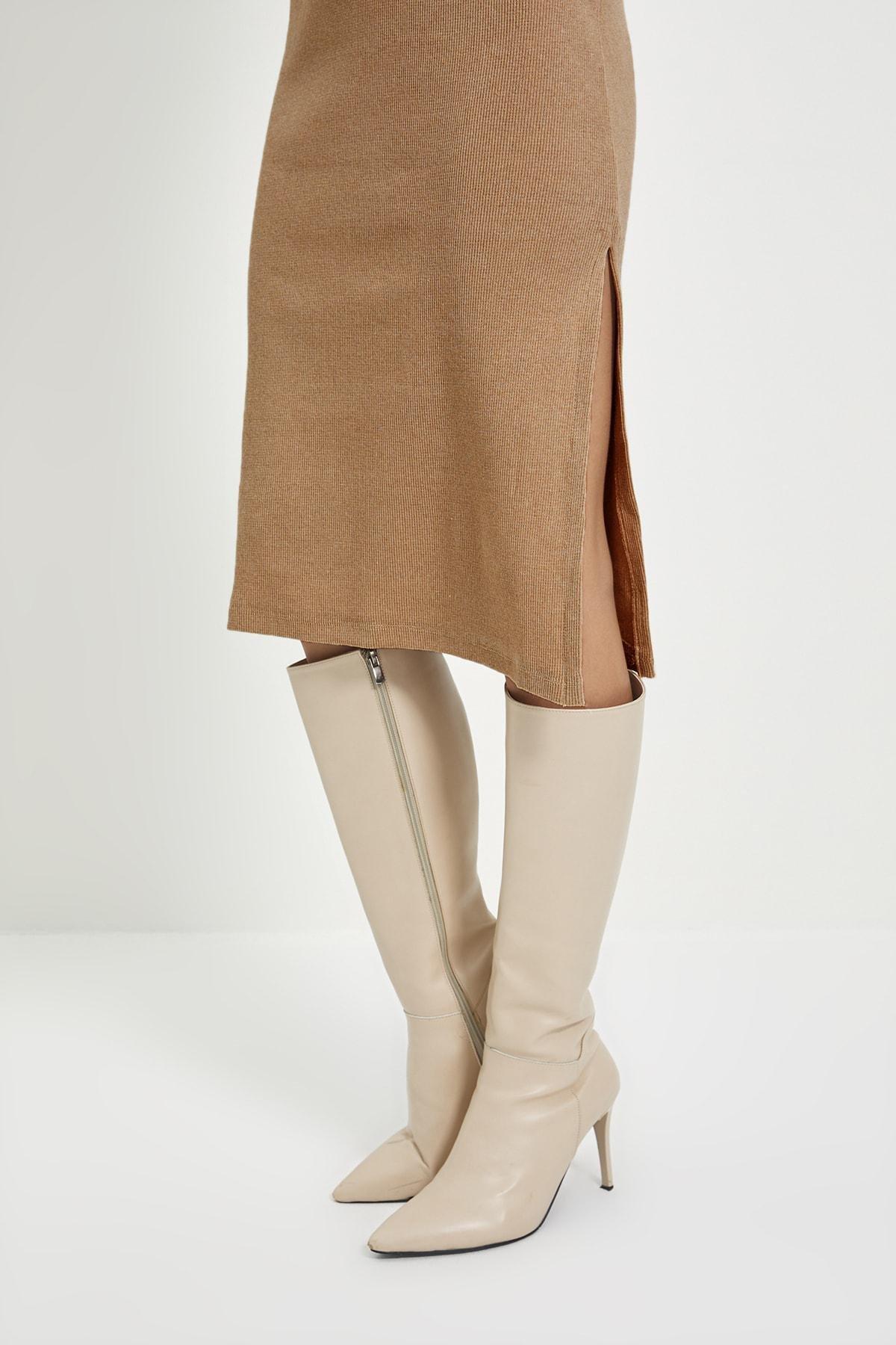 Brown Collared Bodycon Dress, , large image number 2
