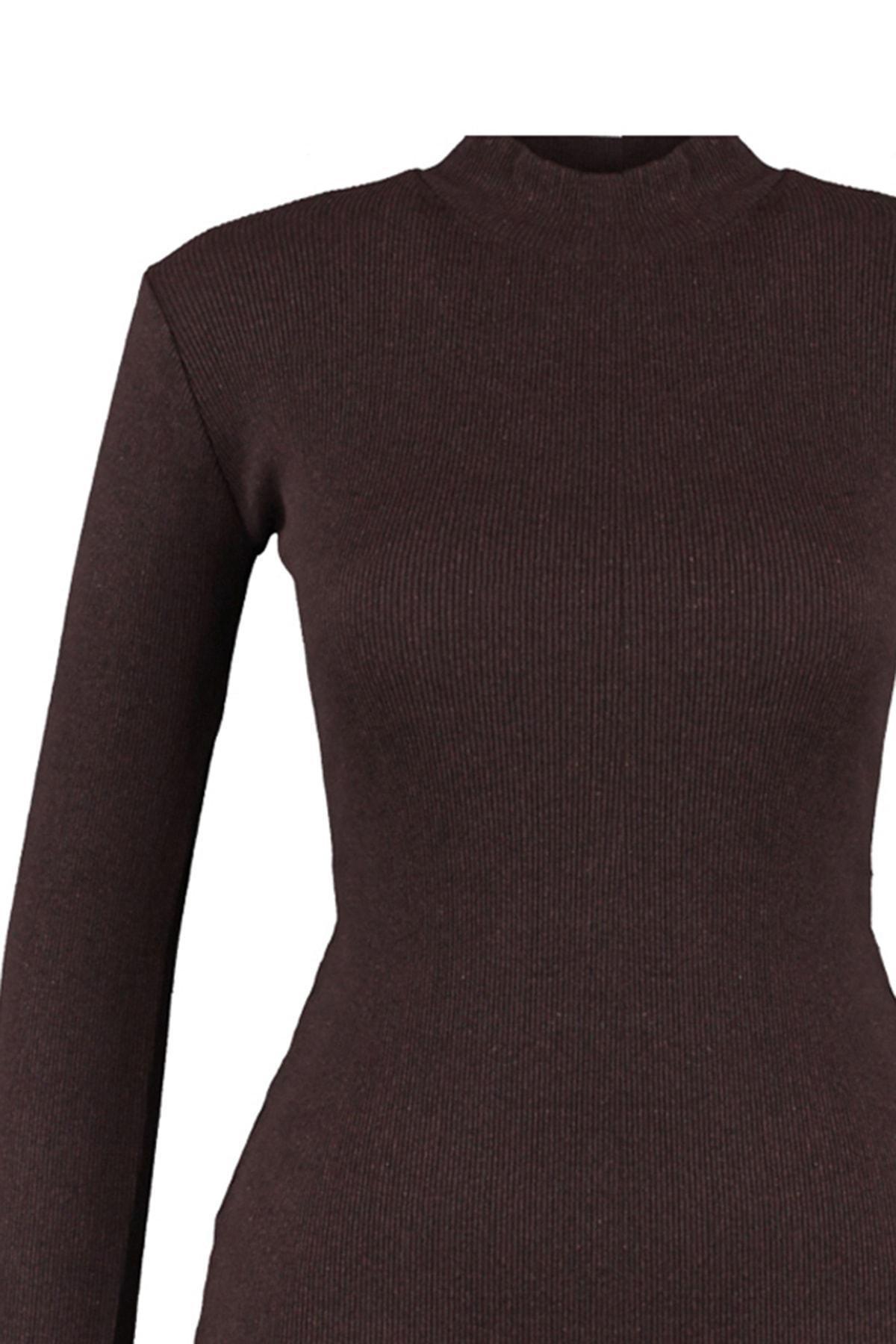 Brown Collared Bodycon Dress, , large image number 11
