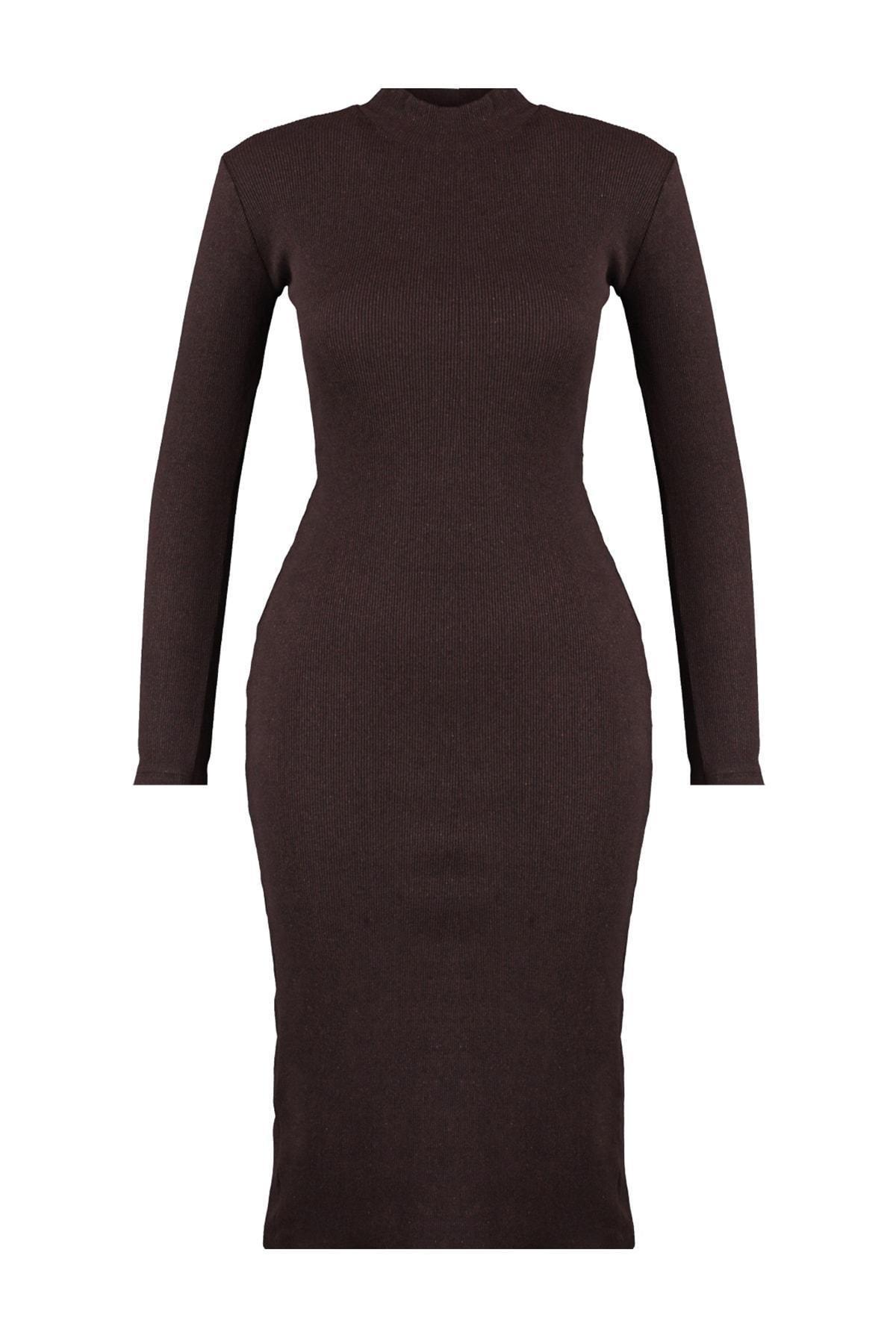Brown Collared Bodycon Dress, , large image number 12
