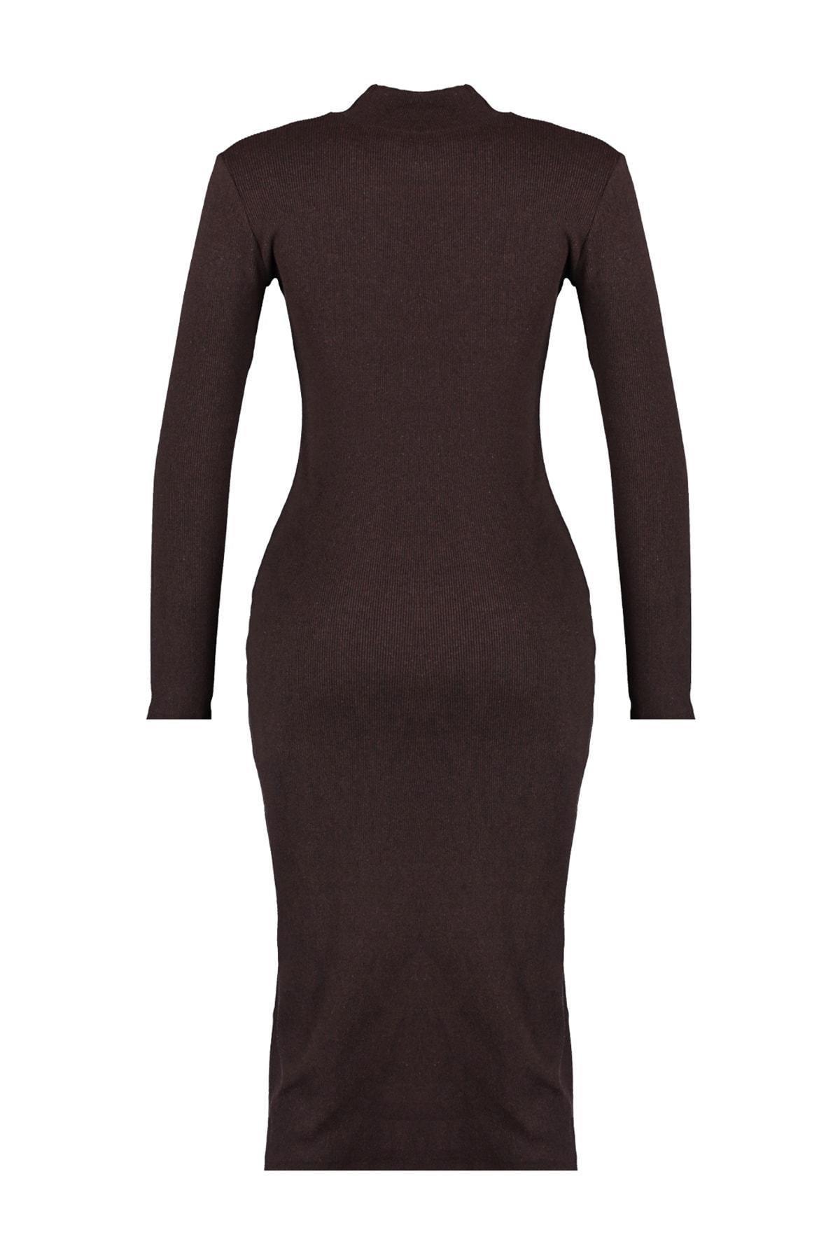 Brown Collared Bodycon Dress, , large image number 13