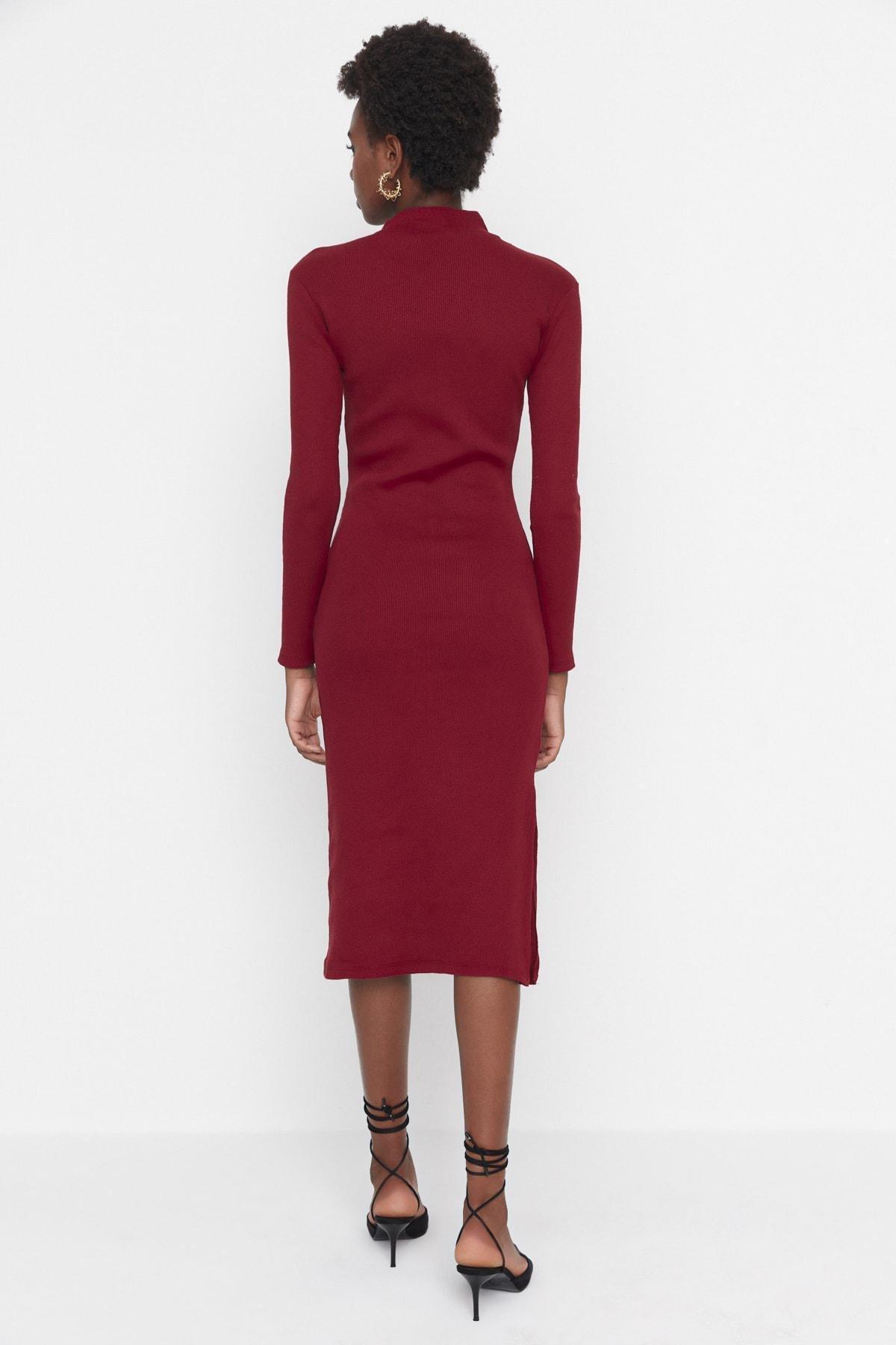 Burgundy Slit Midi Dress, , large image number 3