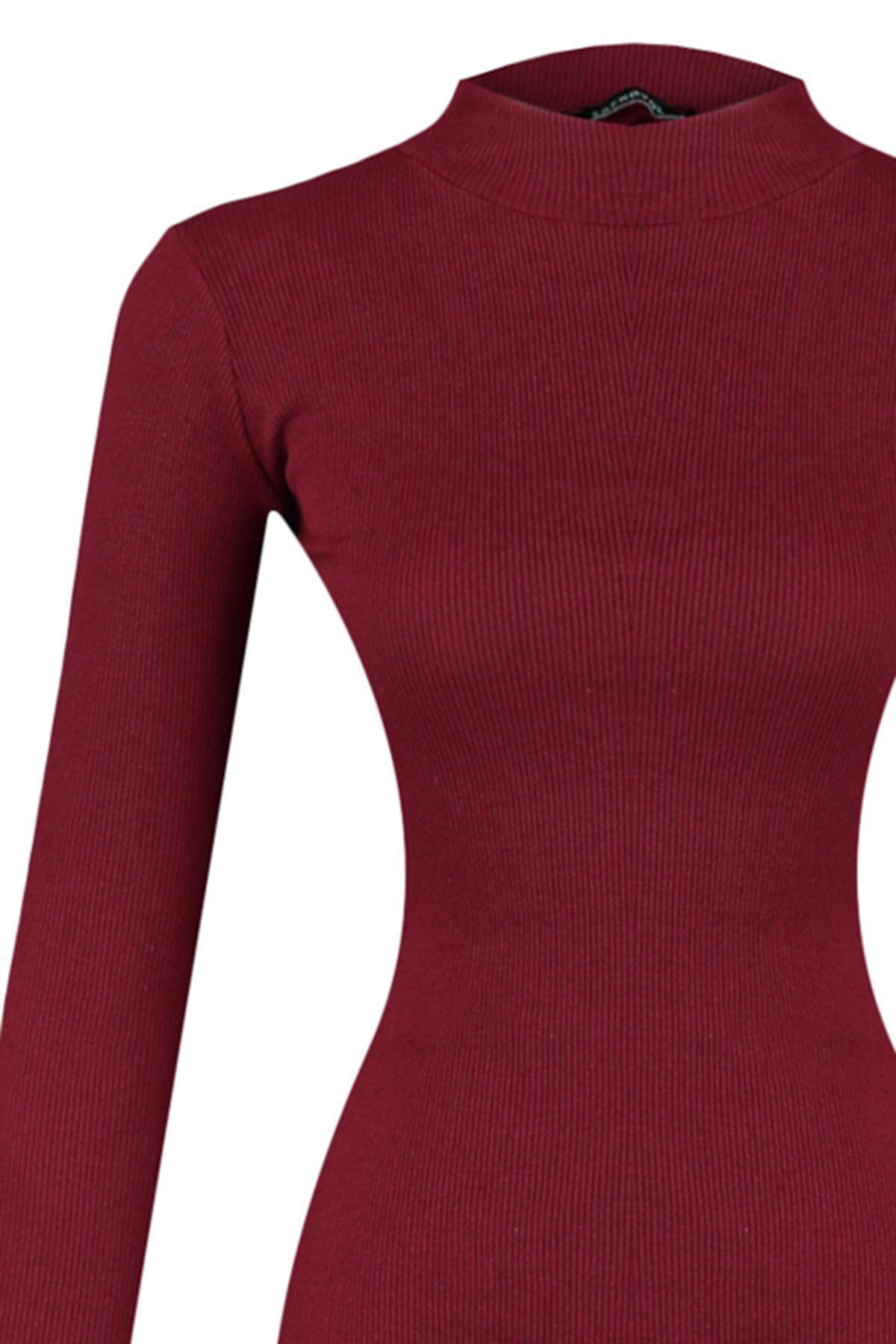 Burgundy Slit Midi Dress, , large image number 4