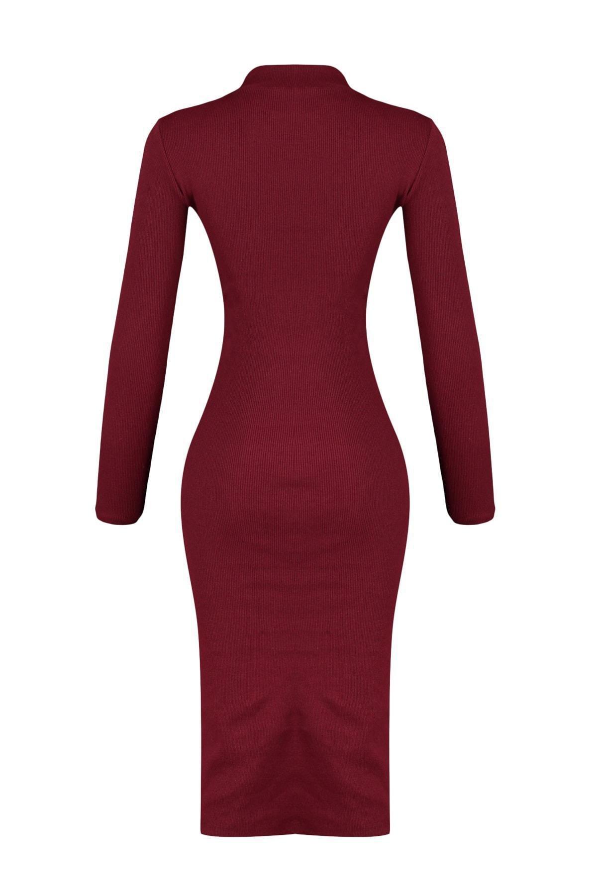 Burgundy Slit Midi Dress, , large image number 5