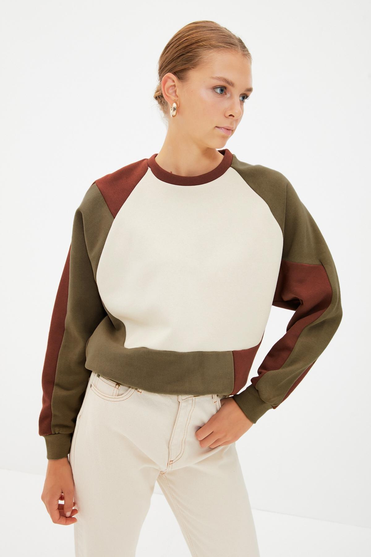 Khaki Crew Neck Sweatshirt, , large image number 1