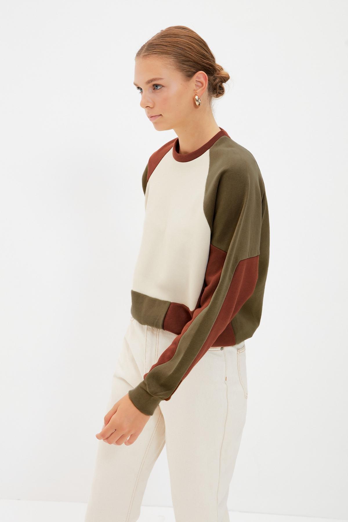 Khaki Crew Neck Sweatshirt, , large image number 4