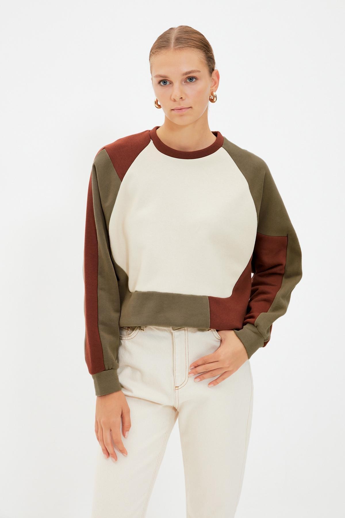 Khaki Crew Neck Sweatshirt, , large image number 5