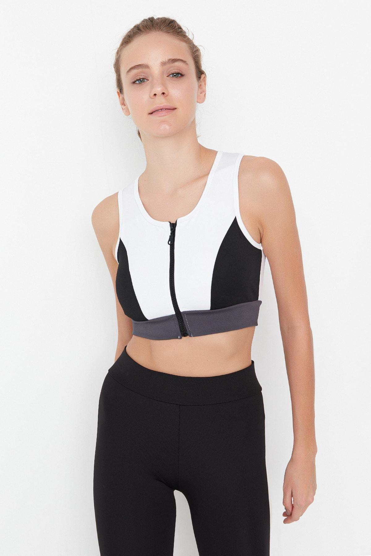 White Colourblock Sports Bra, , large image number 3