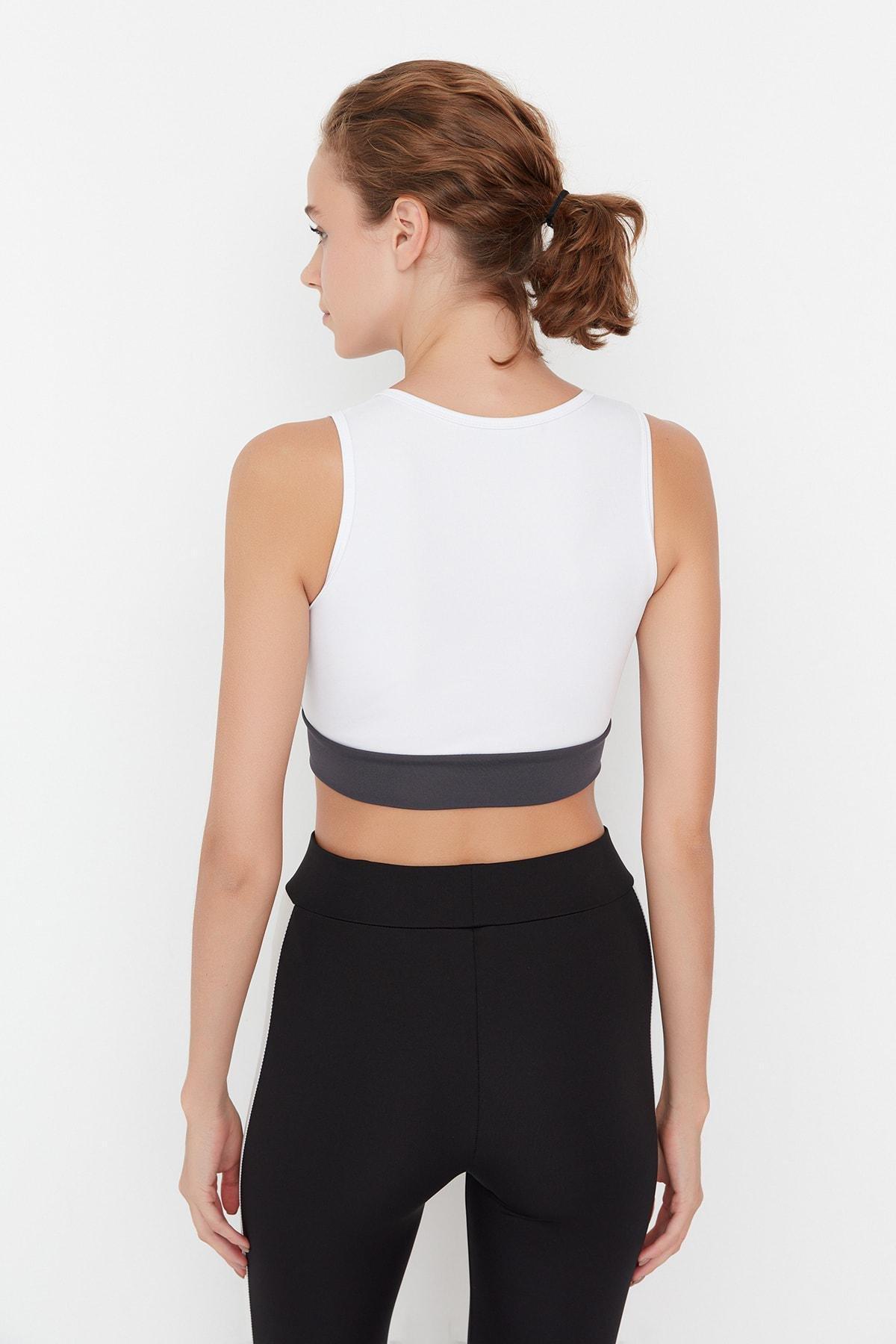 White Colourblock Sports Bra, , large image number 4