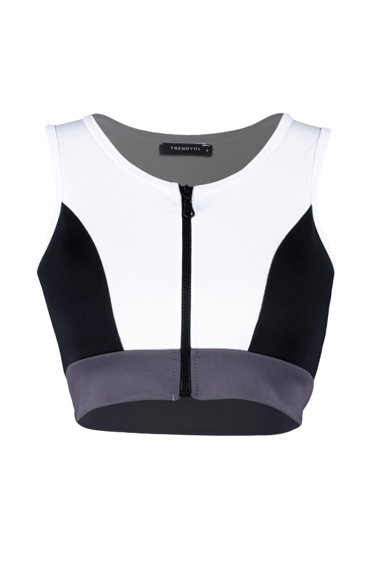 White Colourblock Sports Bra, , large image number 5