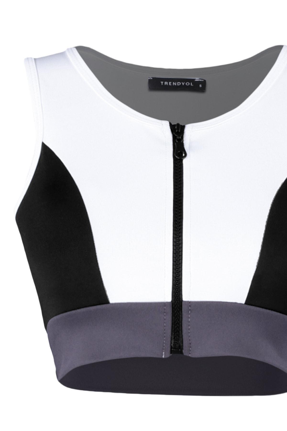 White Colourblock Sports Bra, , large image number 6