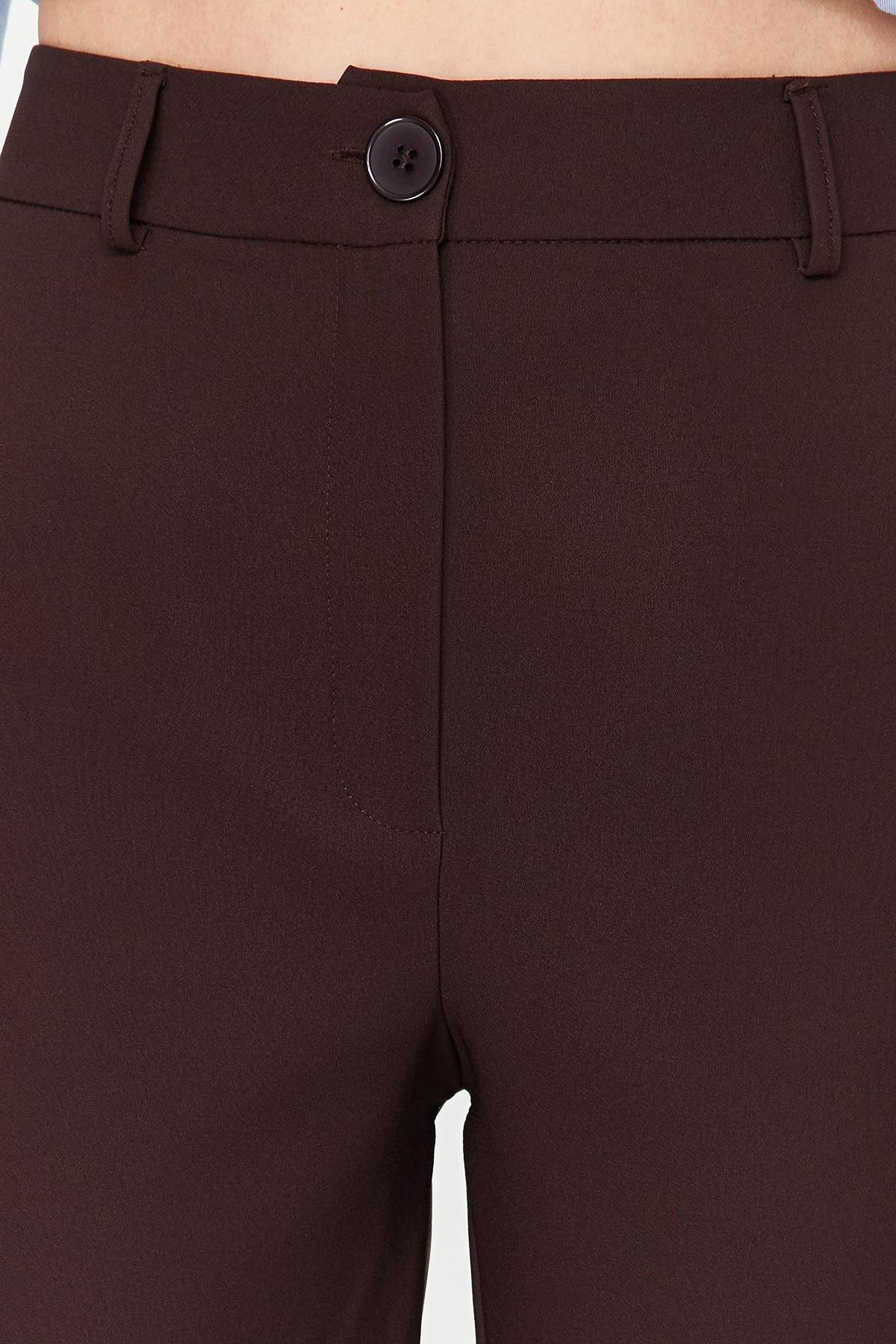 Brown Basic Cigarette Trousers, Dark brown, large image number 3