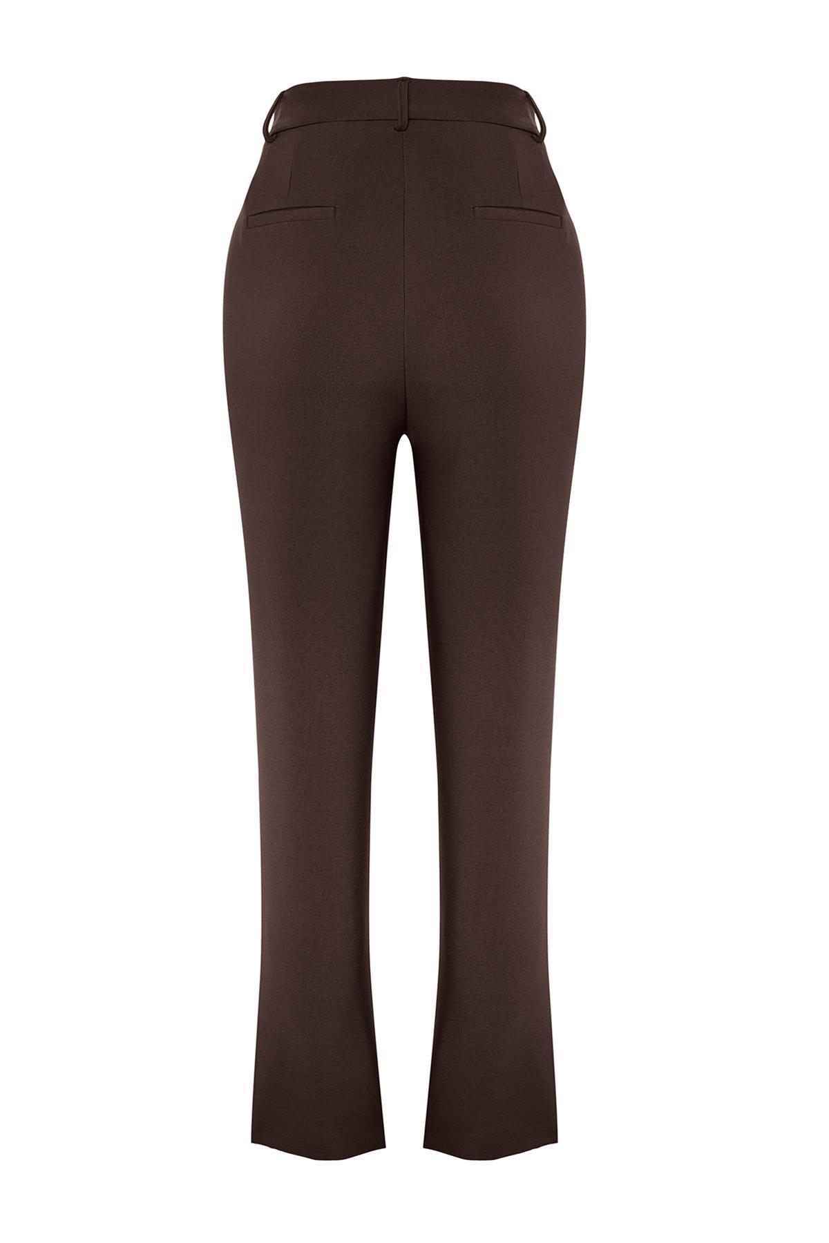 Brown Basic Cigarette Trousers, Dark brown, large image number 6