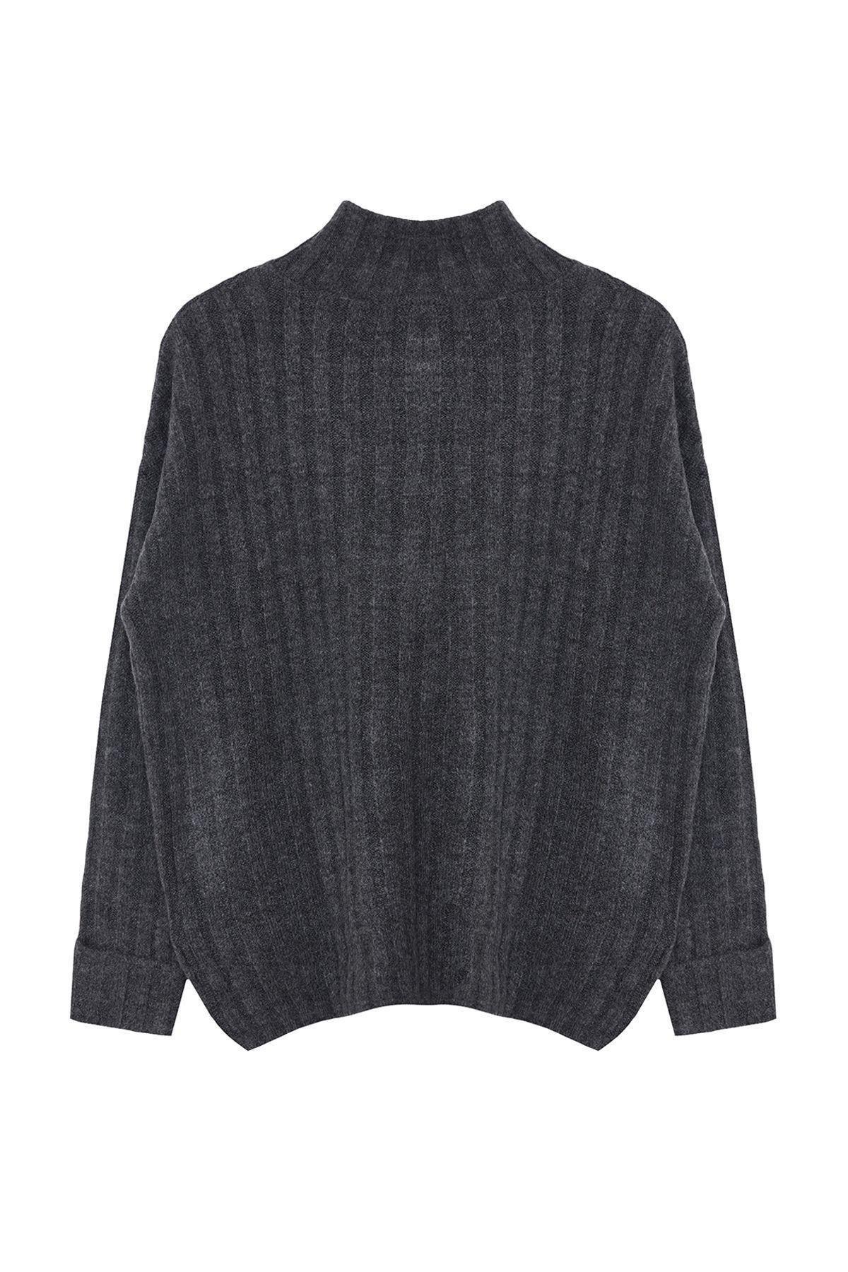 Anthracite Textured Oversized Knitwear, , large image number 5