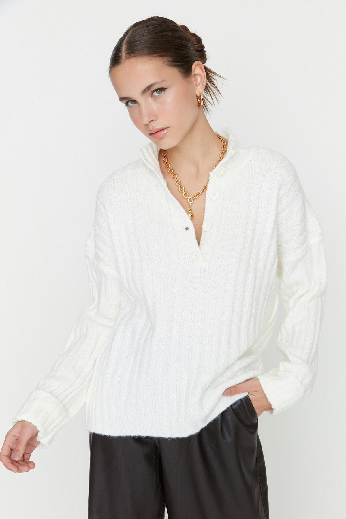 White Oversize Sweater, , large image number 1