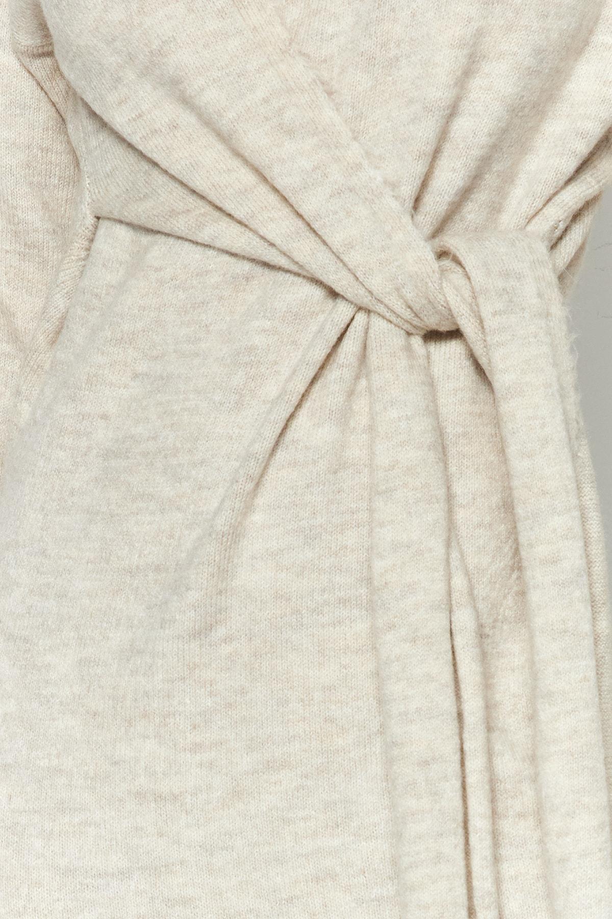 Grey Wrapover Double-Breasted Dress, , large image number 4