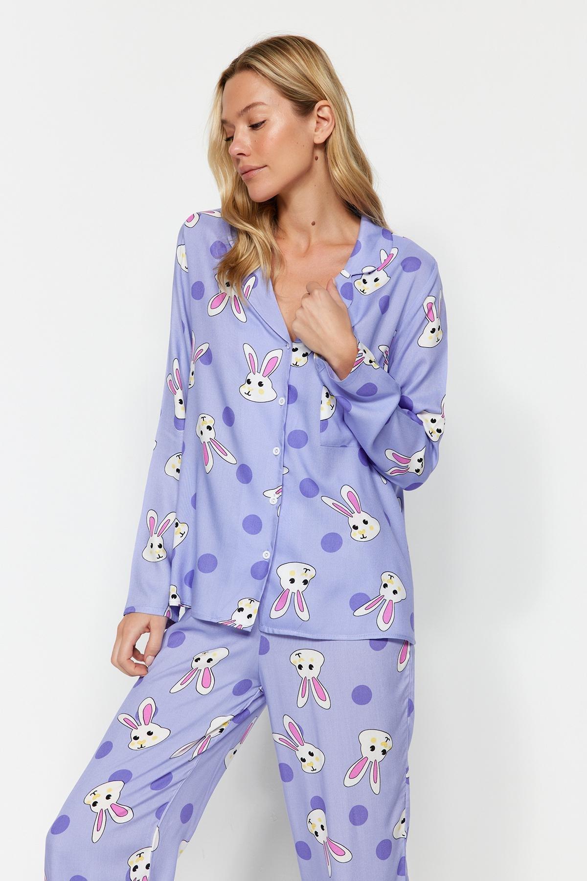 Purple Printed Pajama Set, , large image number 2