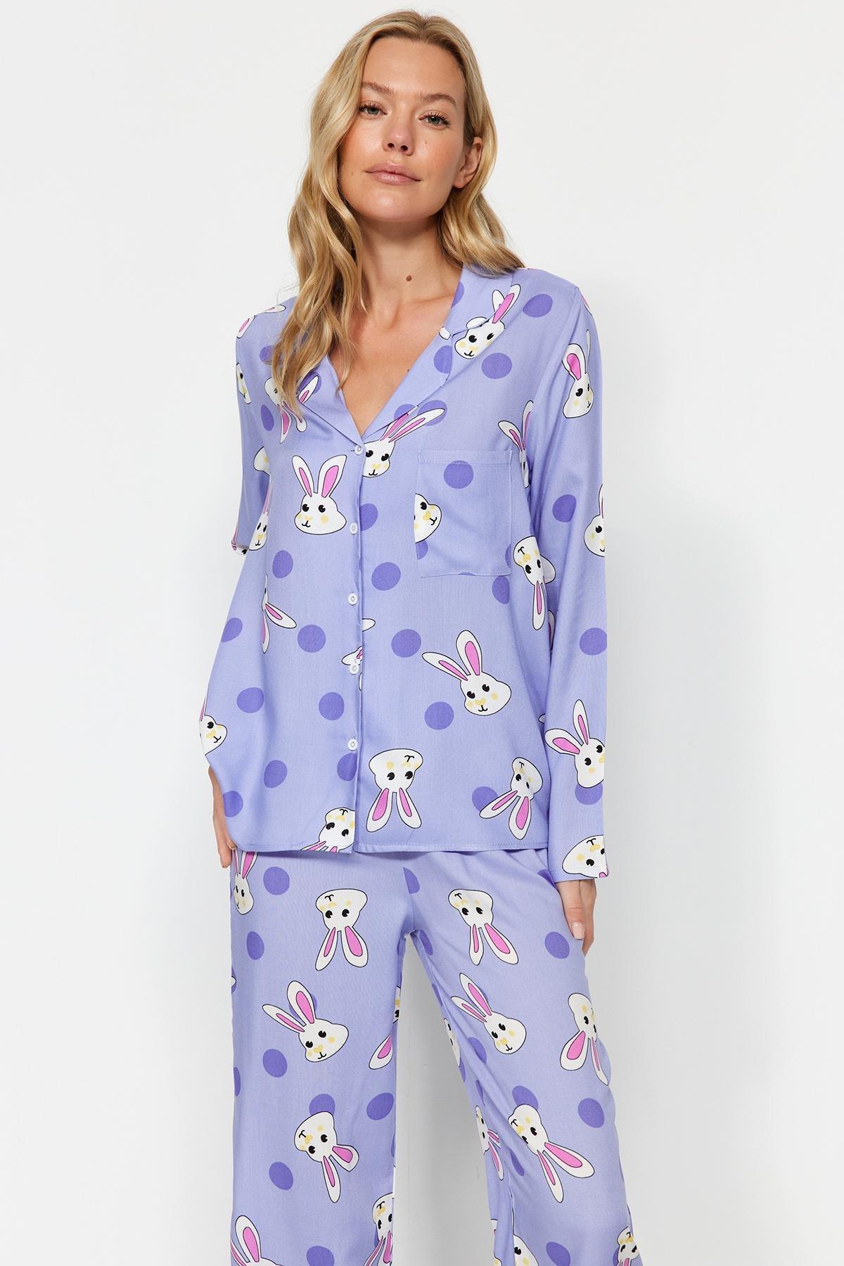 Purple Printed Pajama Set, , large image number 3