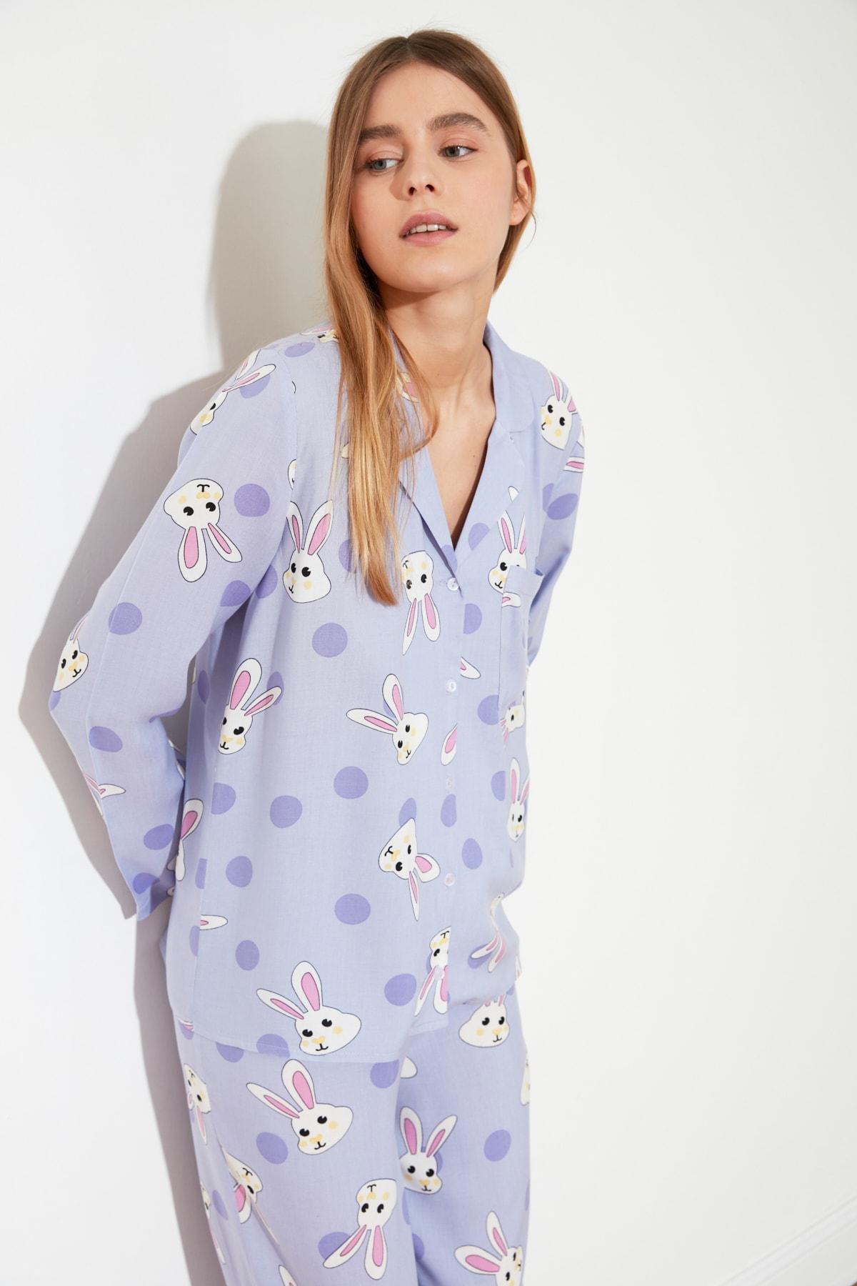 Purple Printed Pajama Set, , large image number 7