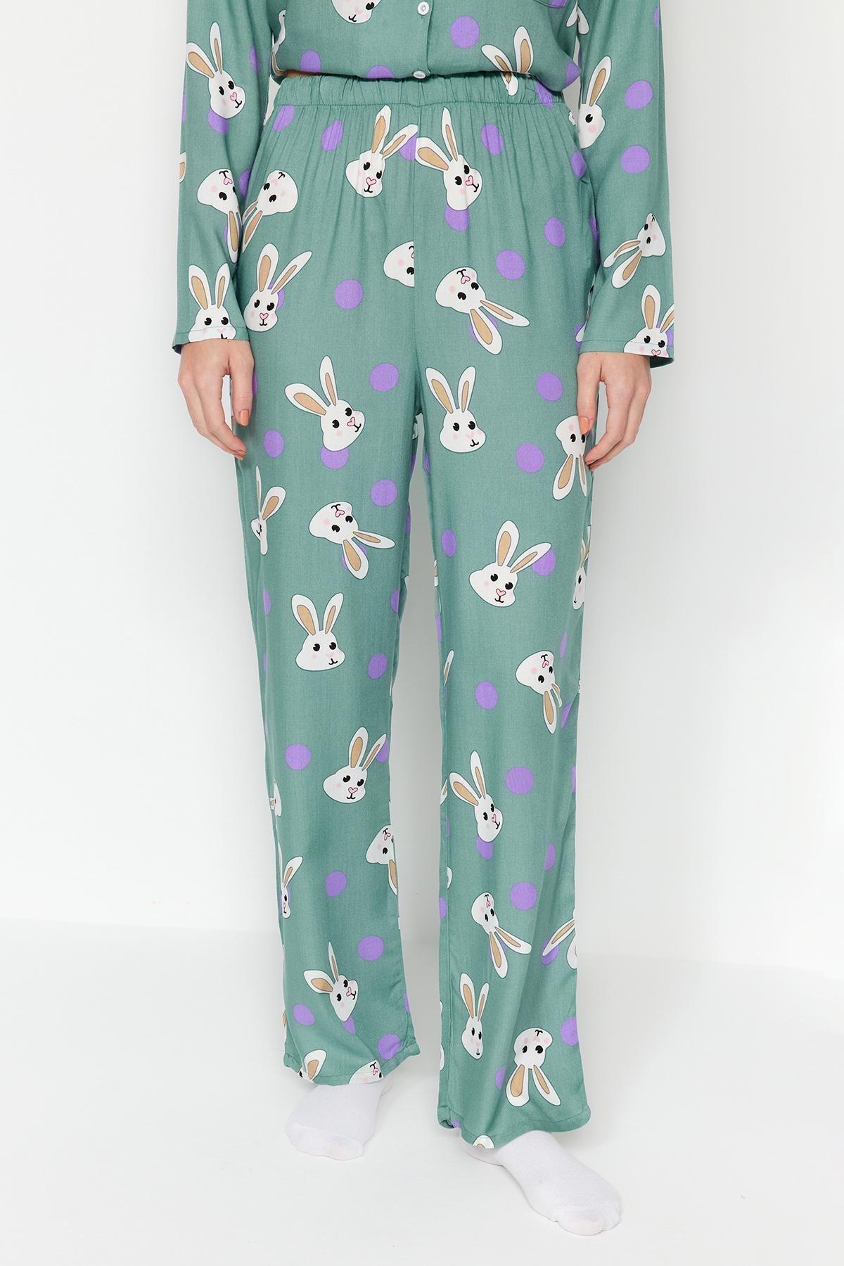 Turquoise Printed Pajama Set, Turquoise, large image number 4