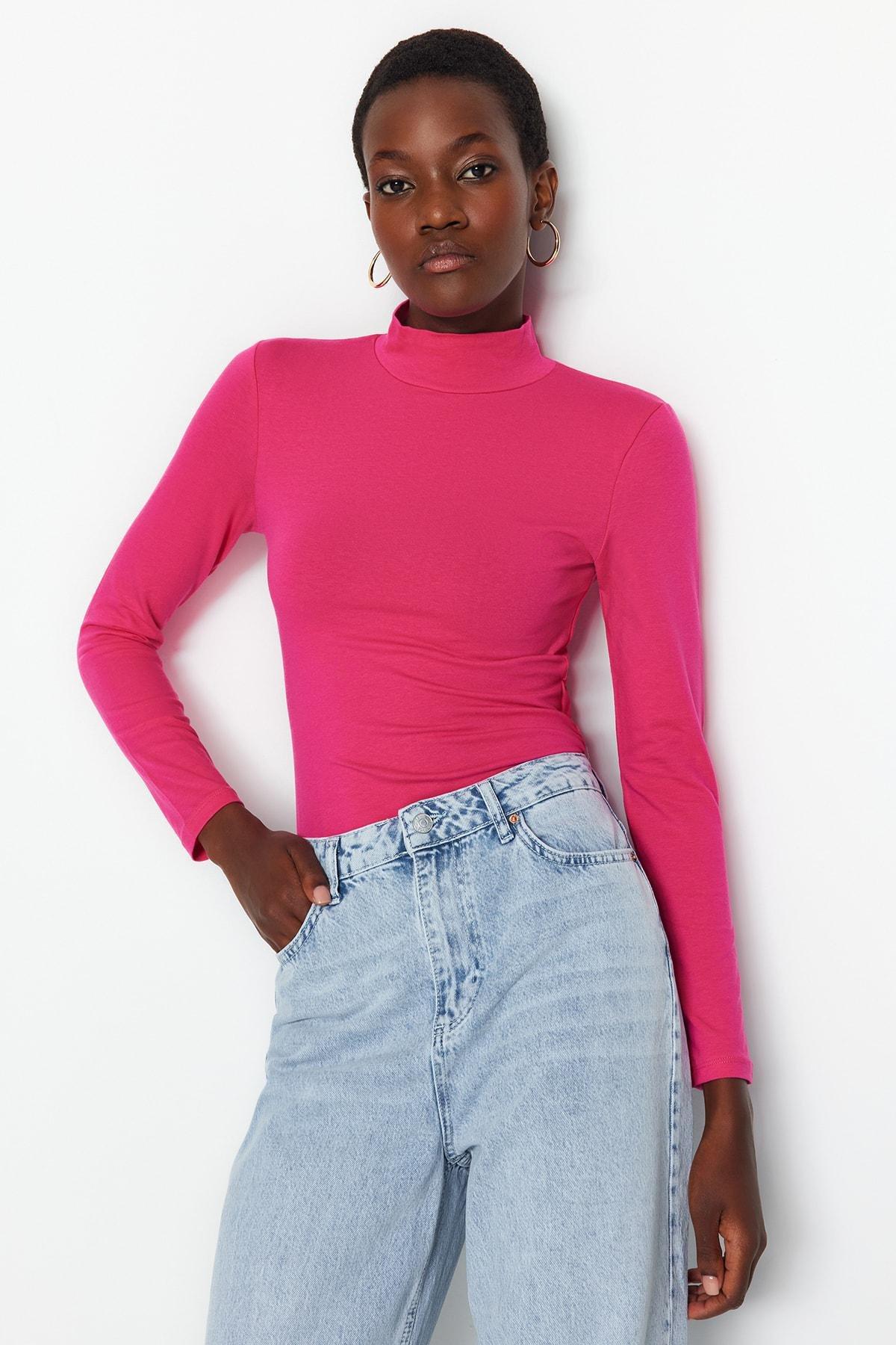 Pink Knitted Turtleneck Body, , medium