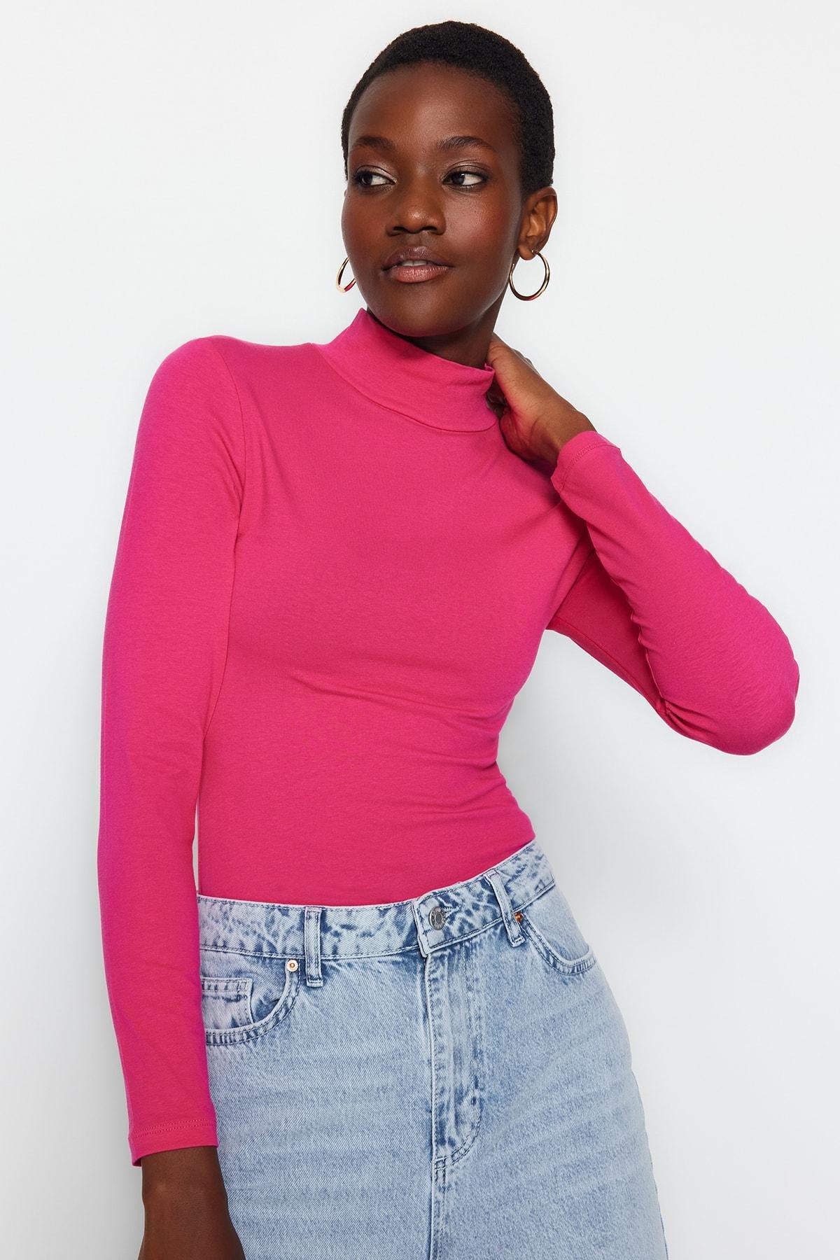Pink Knitted Turtleneck Body, , large image number 1