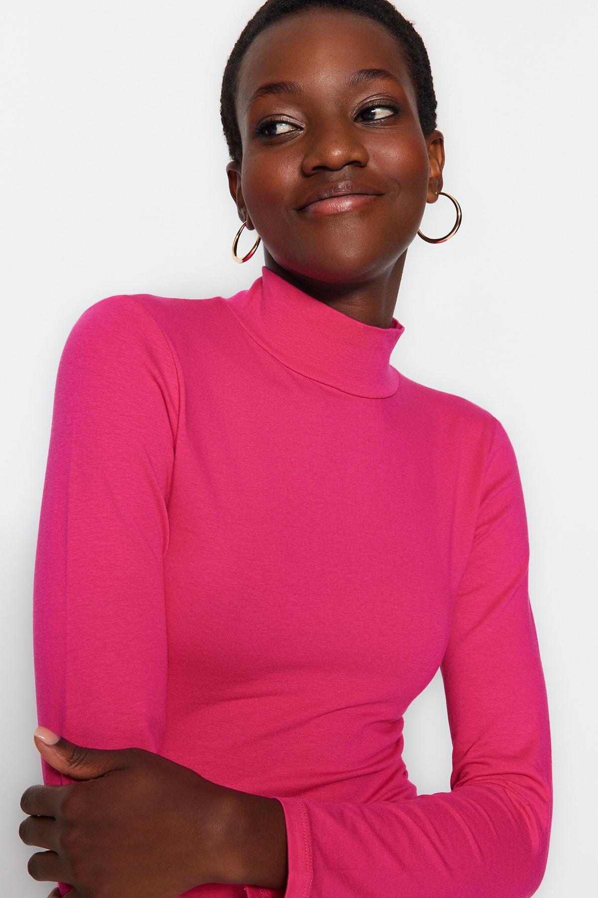 Pink Knitted Turtleneck Body, , large image number 2