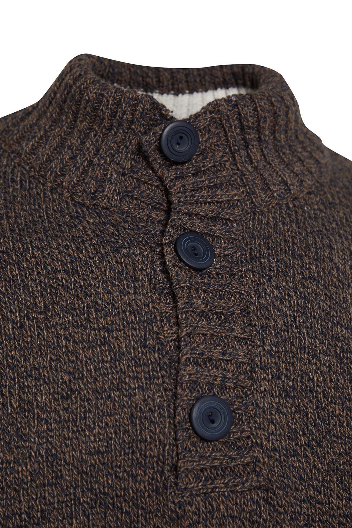 Brown Slim High Neck Sweater, , large image number 1