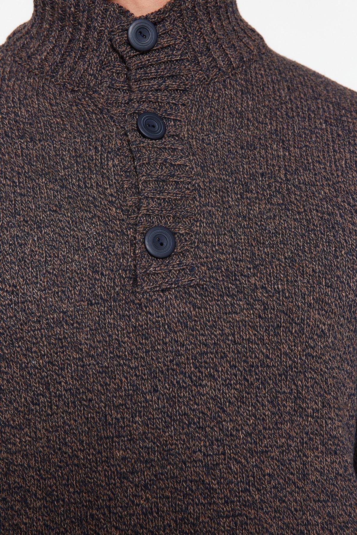 Brown Slim High Neck Sweater, , large image number 4