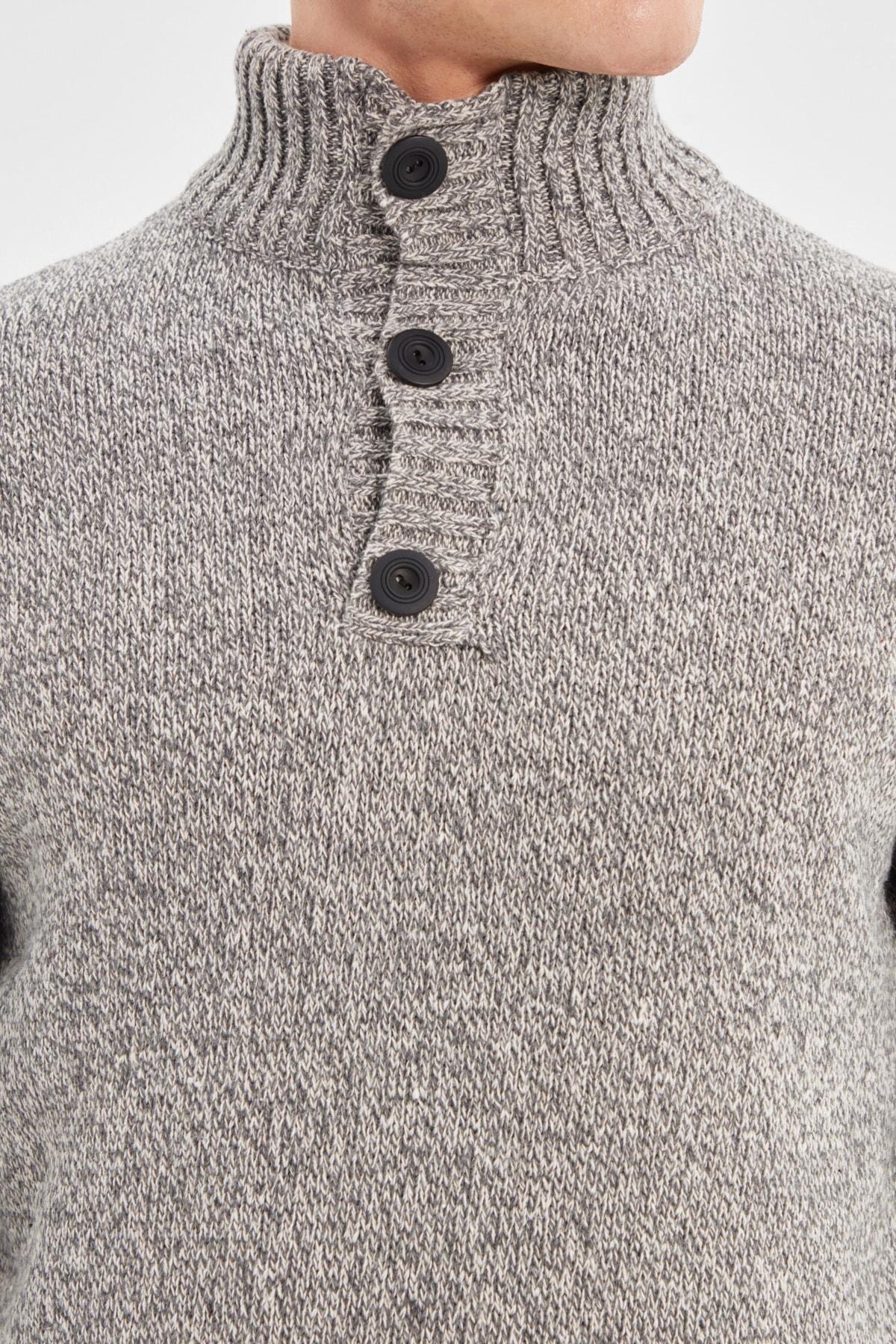 Grey Regular High Neck Sweater, , large image number 2