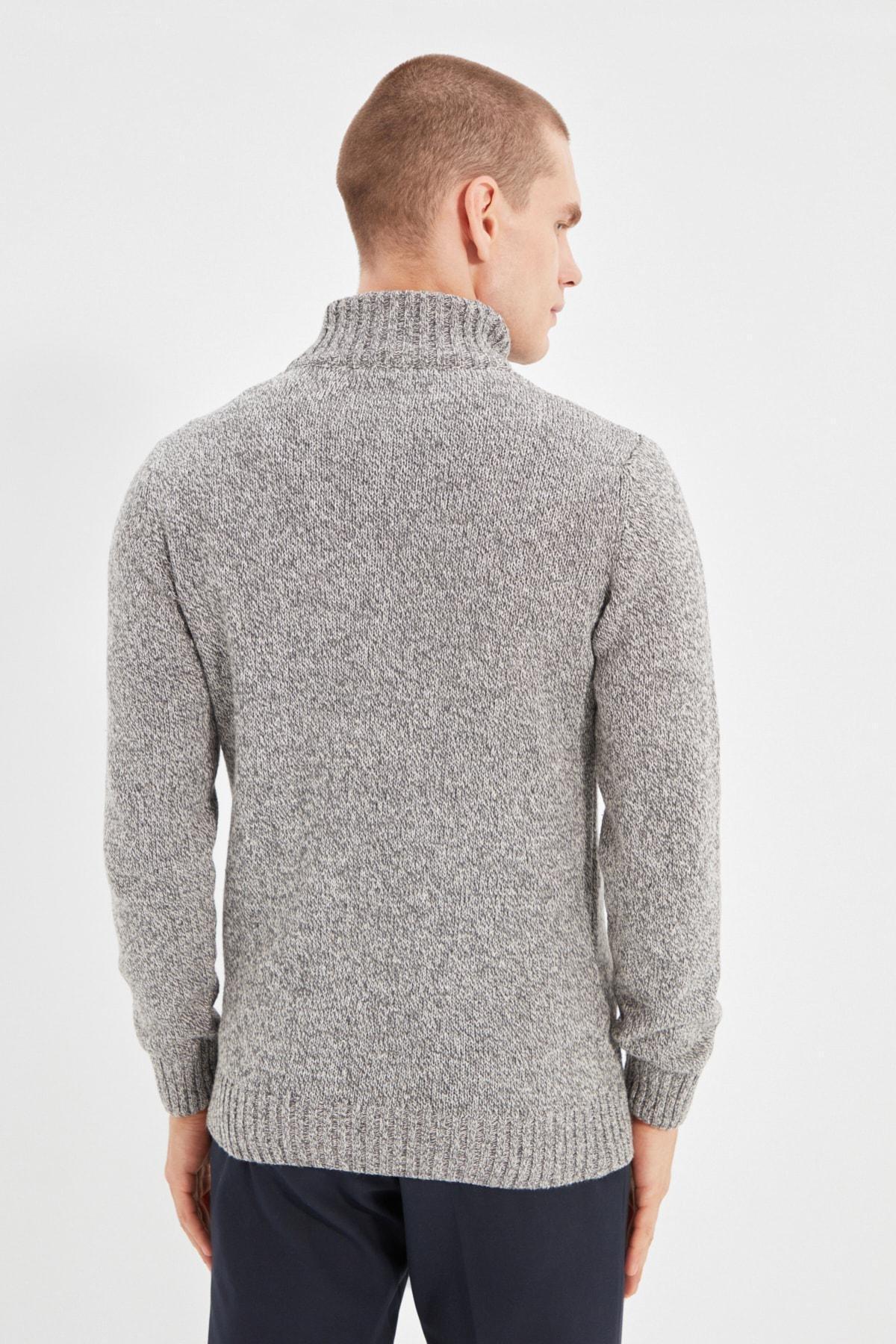 Grey Regular High Neck Sweater, , large image number 4