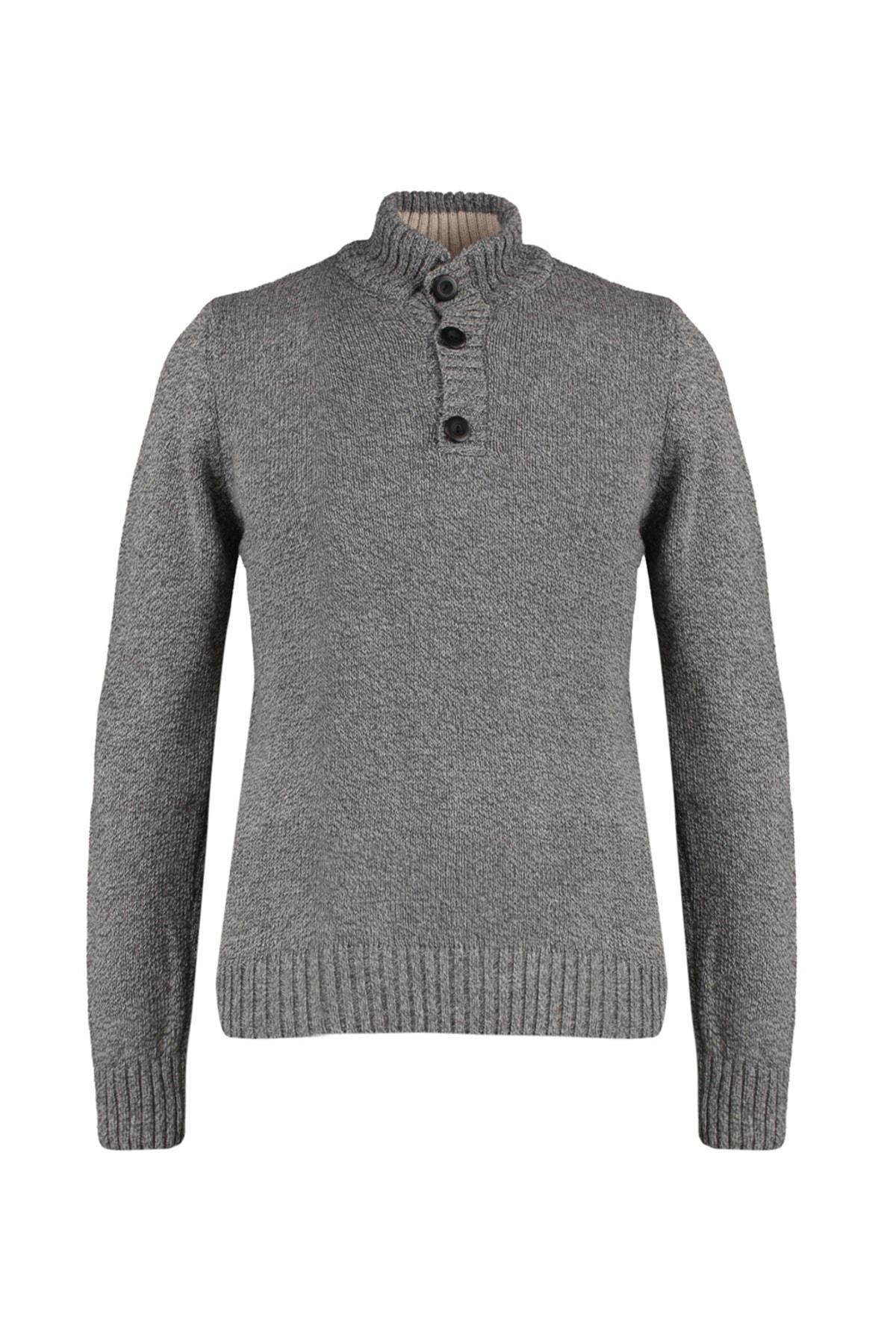 Grey Regular High Neck Sweater, , large image number 6
