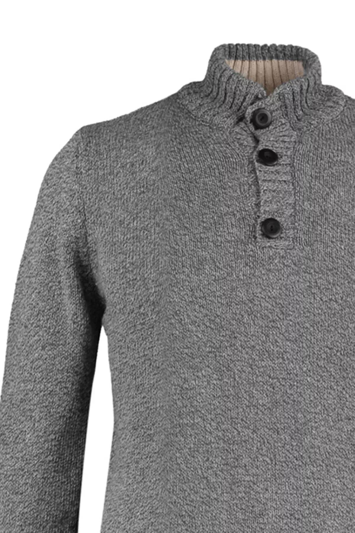 Grey Regular High Neck Sweater, Gray, large image number 8