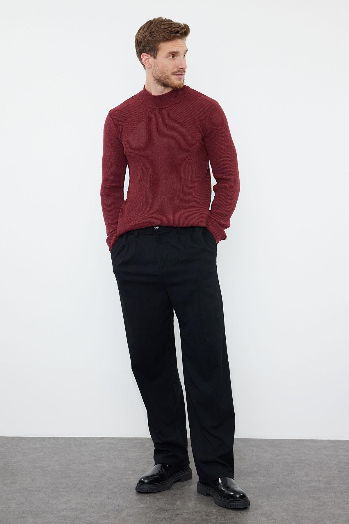 Claret Red Regular Knitwear Sweater, , medium