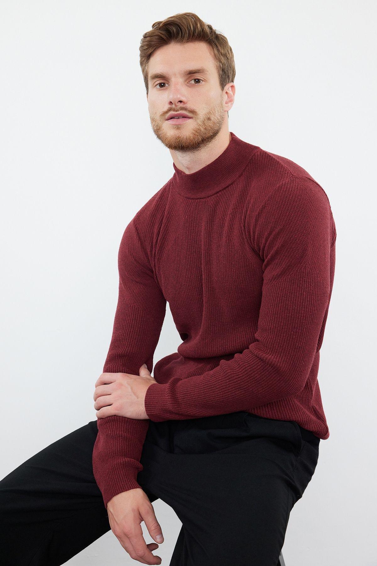 Claret Red Regular Knitwear Sweater, , large image number 1