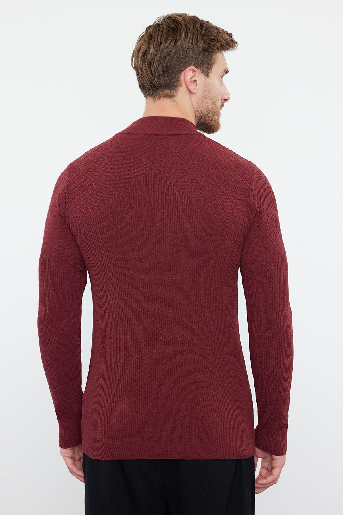 Claret Red Regular Knitwear Sweater, , large image number 4