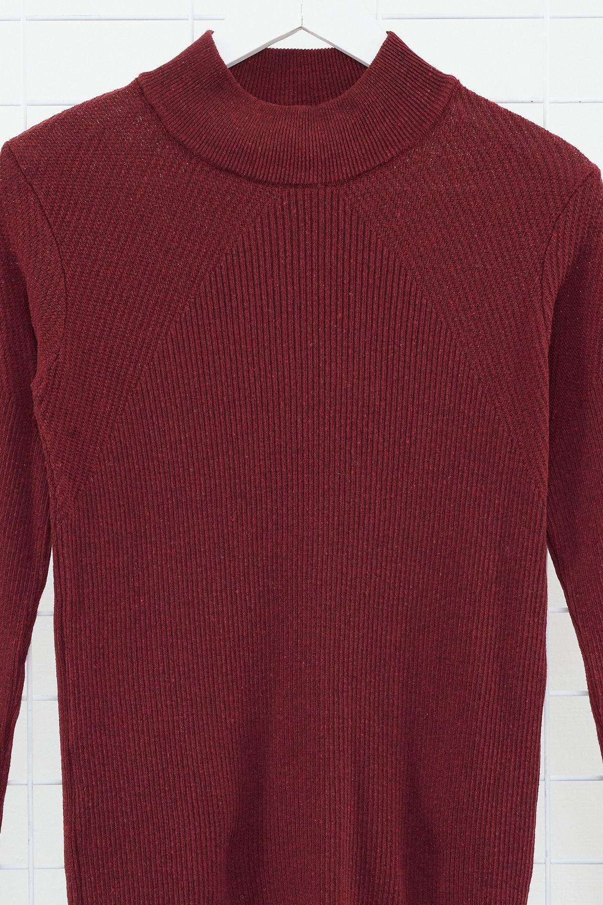 Claret Red Regular Knitwear Sweater, , large image number 5