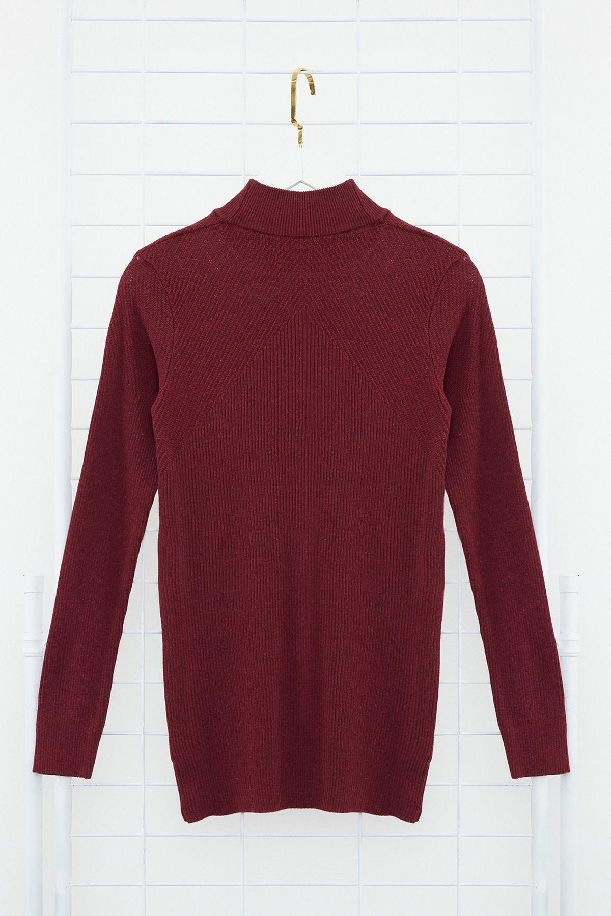 Claret Red Regular Knitwear Sweater, , large image number 6